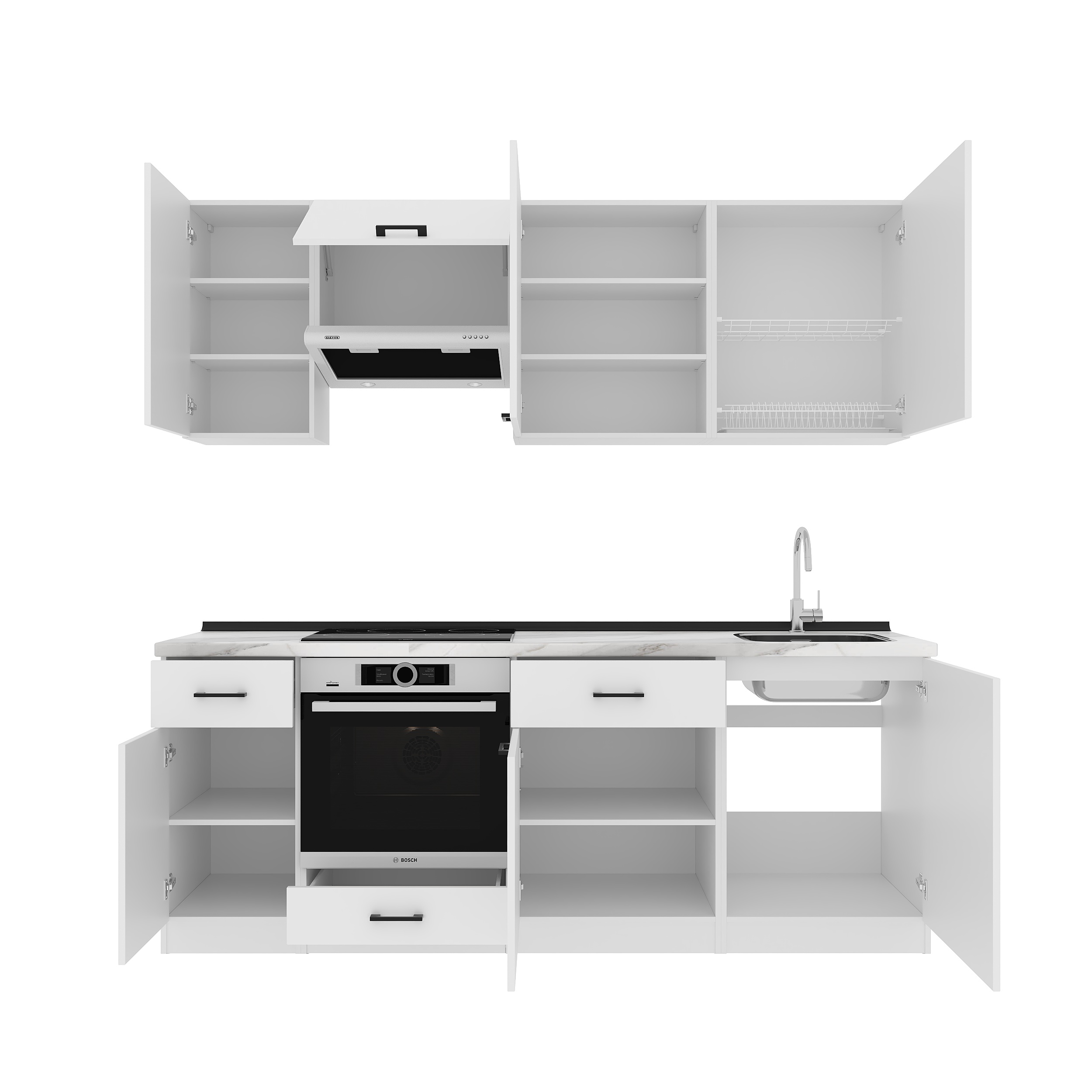 Kitchen: Simona "C" Modern, Marble, 220 cm