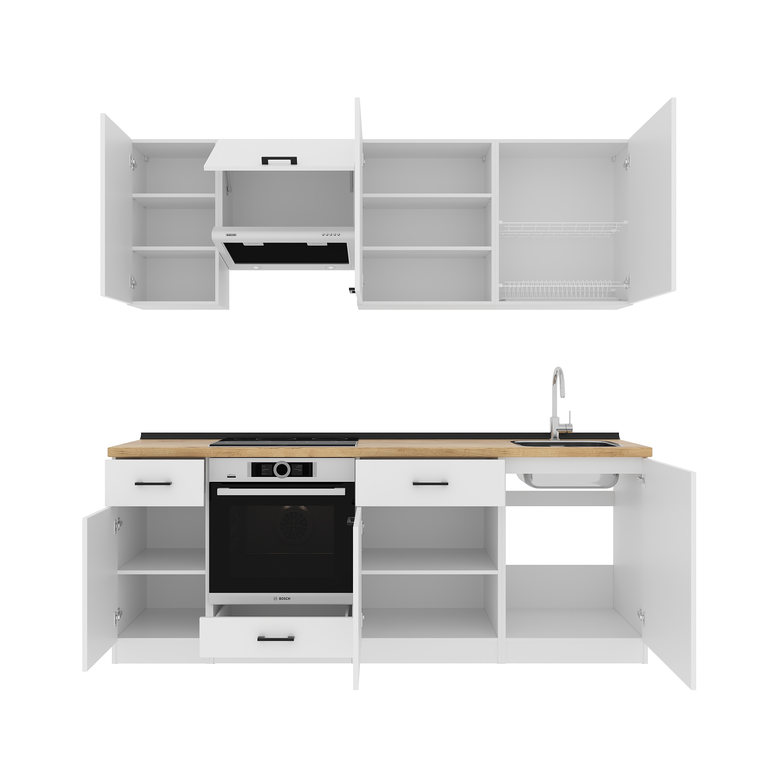 Set bucătărie: Simona "C" Modern, Stejar Auriu, 220 cm