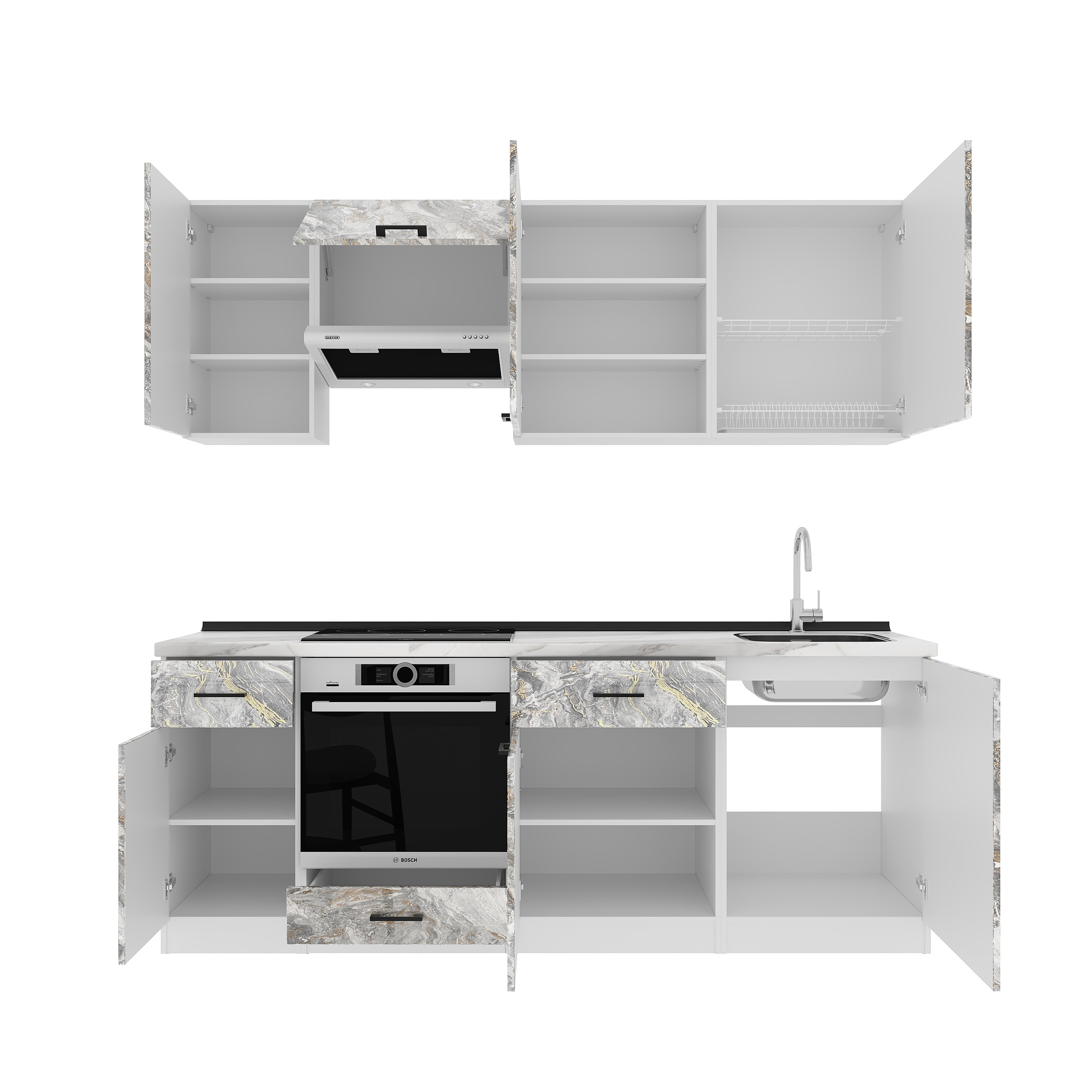 Kitchen: Simona "C" Modern, Marble, 220 cm