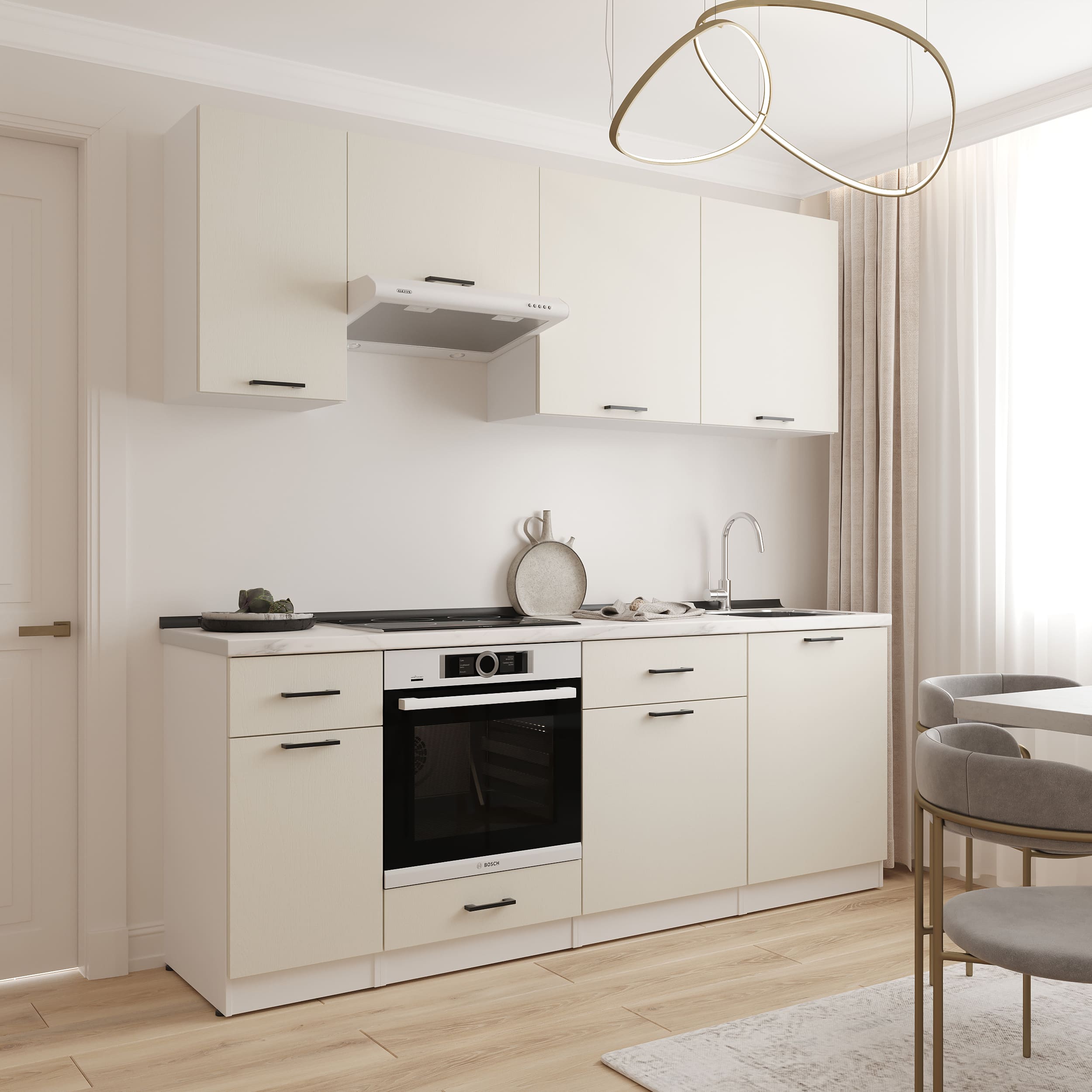 Kitchen: Simona "C" Modern, Marble, 220 cm