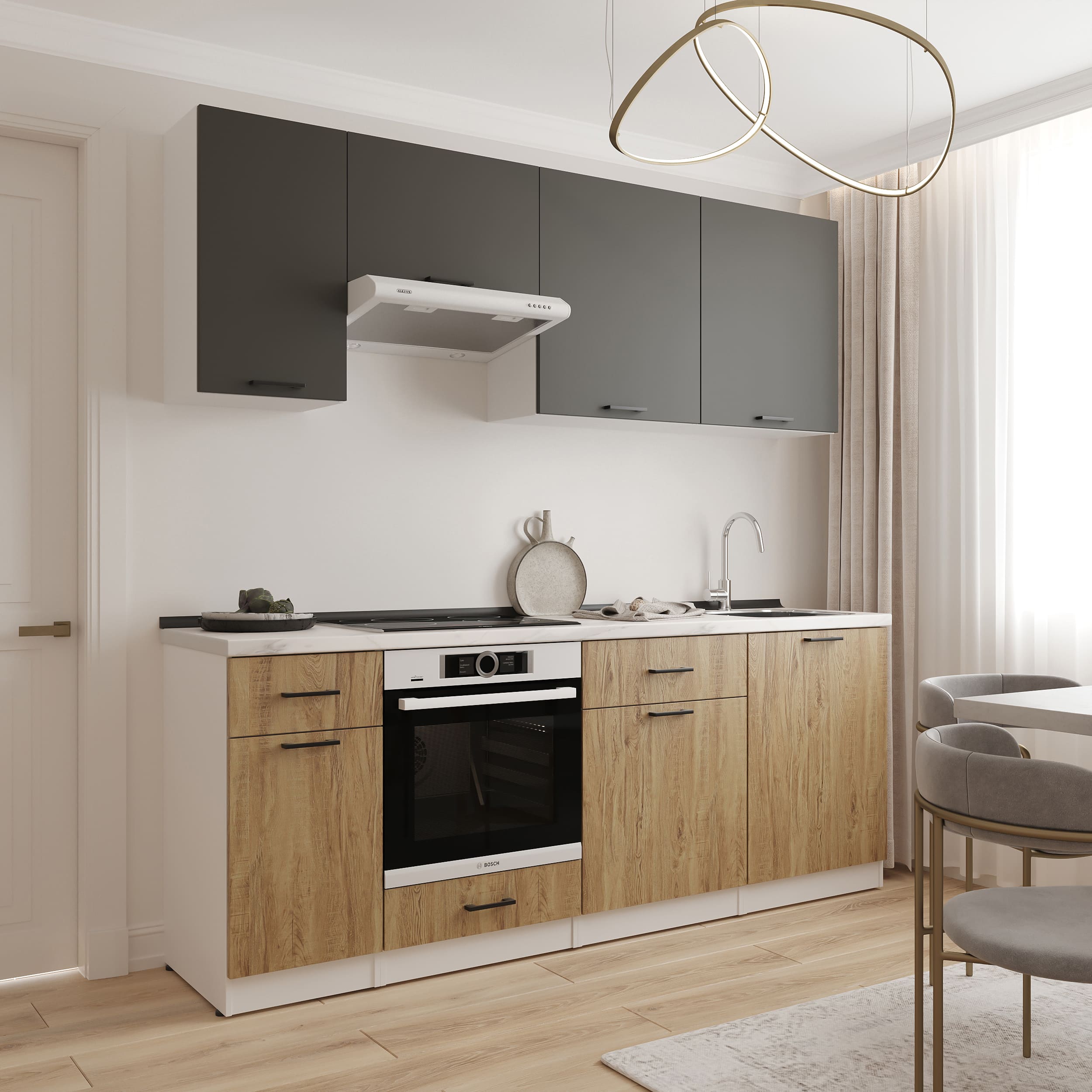 Kitchen: Simona "C" Modern, Marble, 220 cm