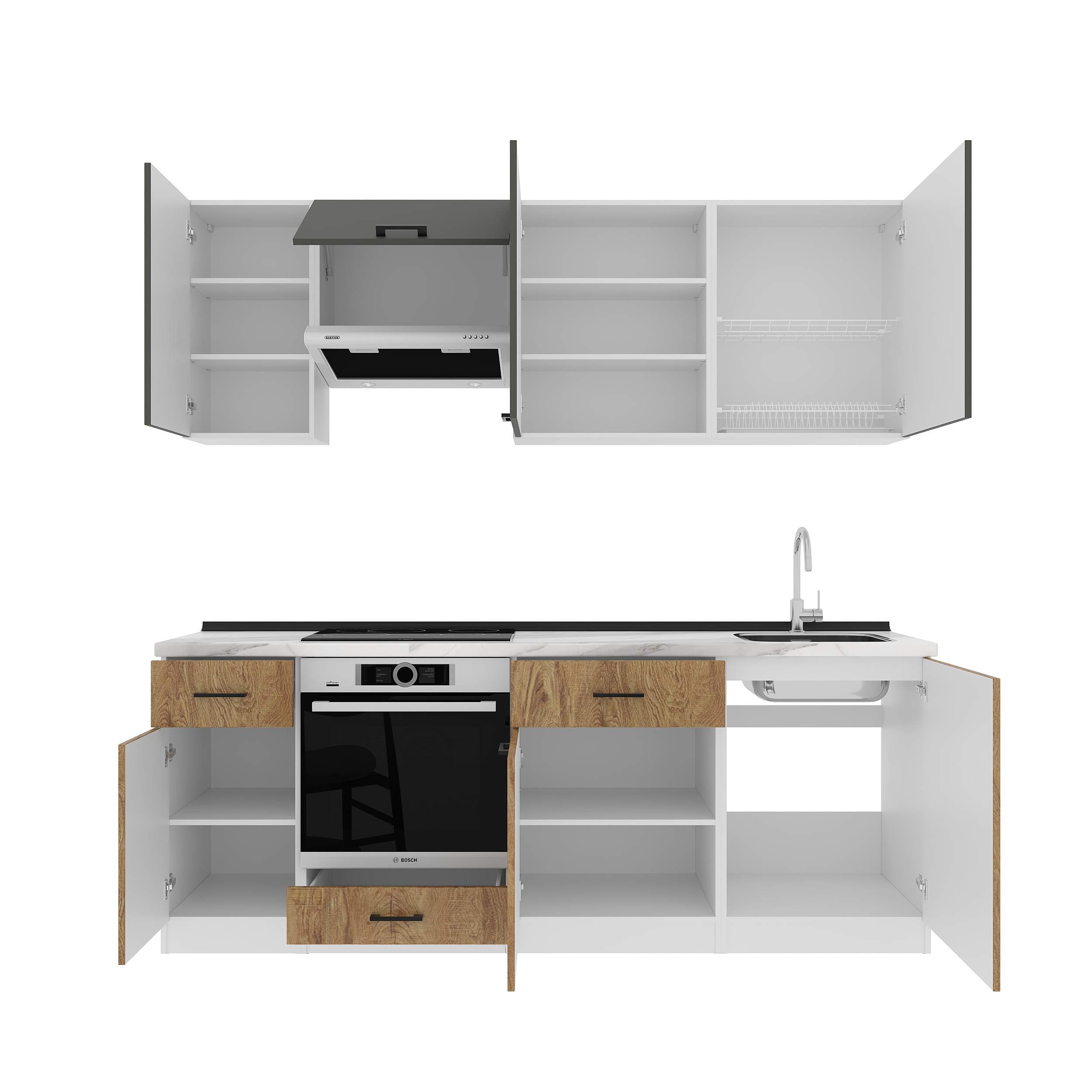 Kitchen: Simona "C" Modern, Marble, 220 cm