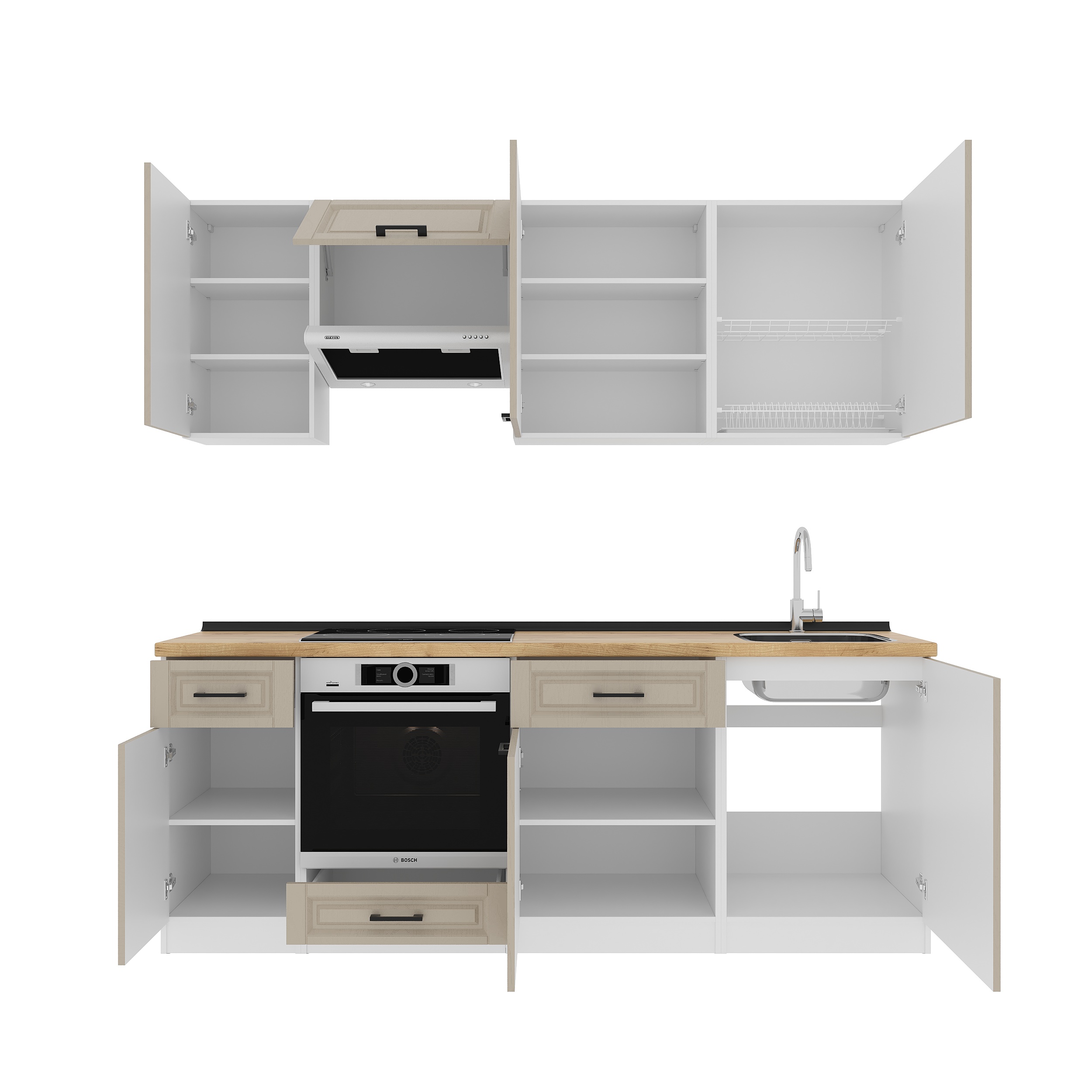 Kitchen: Simona "C" Classic, Gold Oak, 220 cm