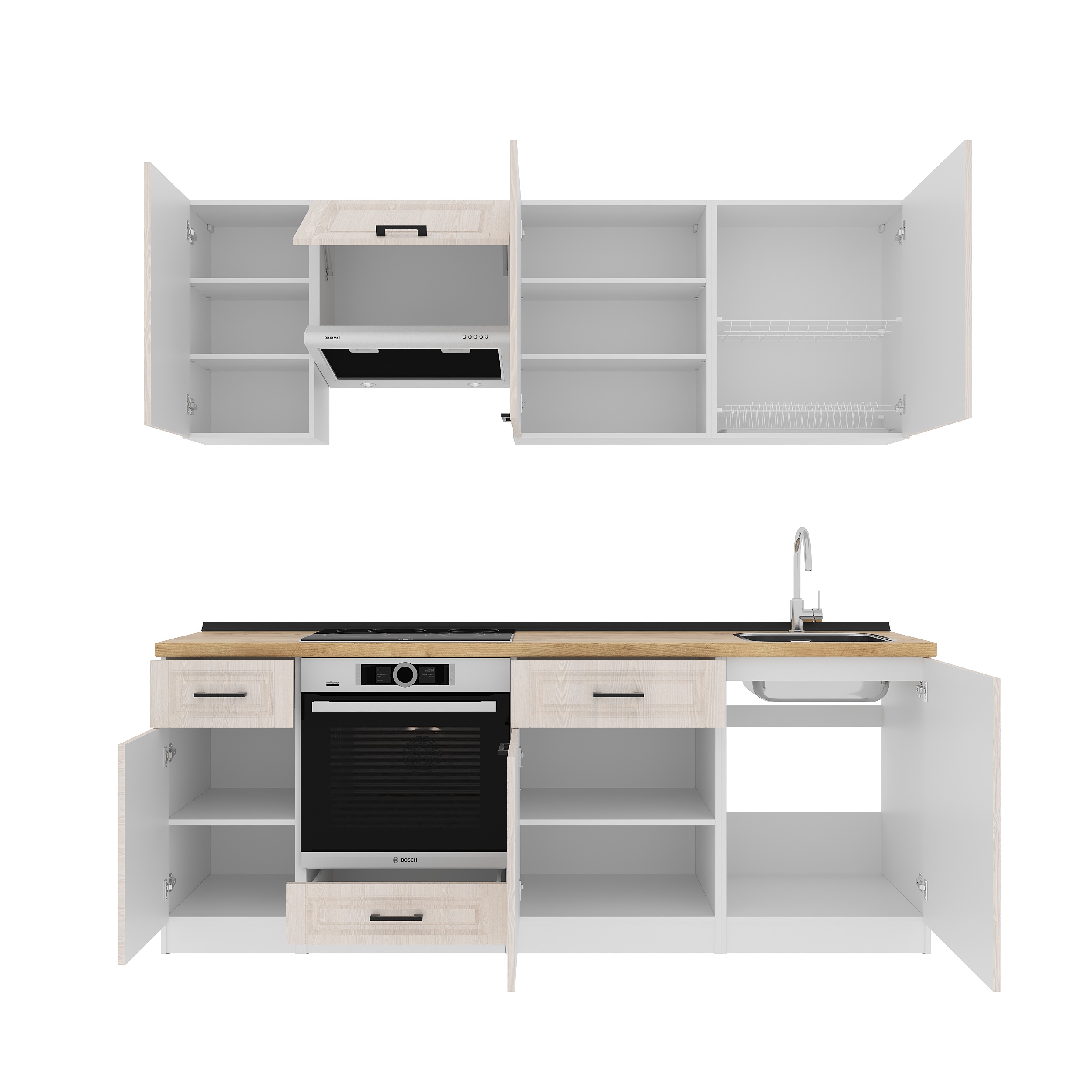 Kitchen: Simona "C" Classic, Gold Oak, 220 cm