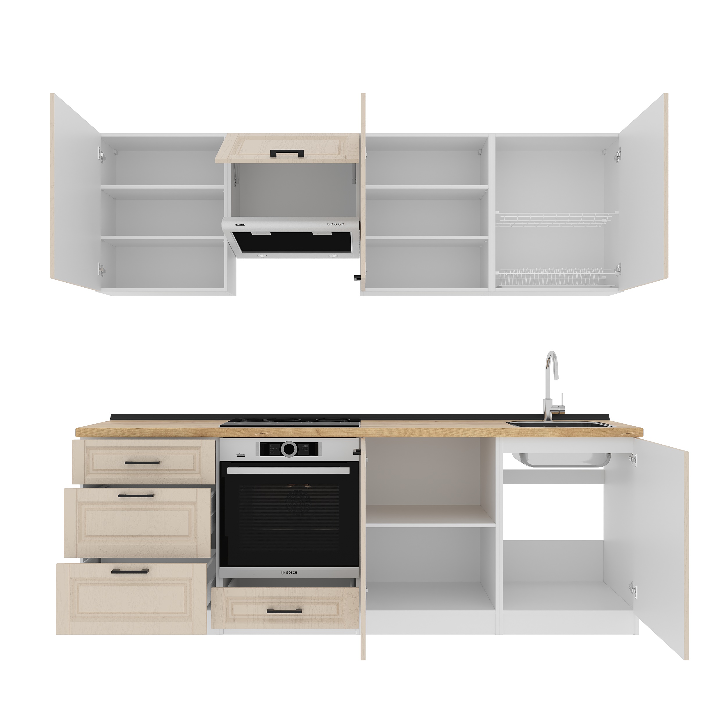 Kitchen: Sabina "A" Classic, Gold Oak, 240 cm