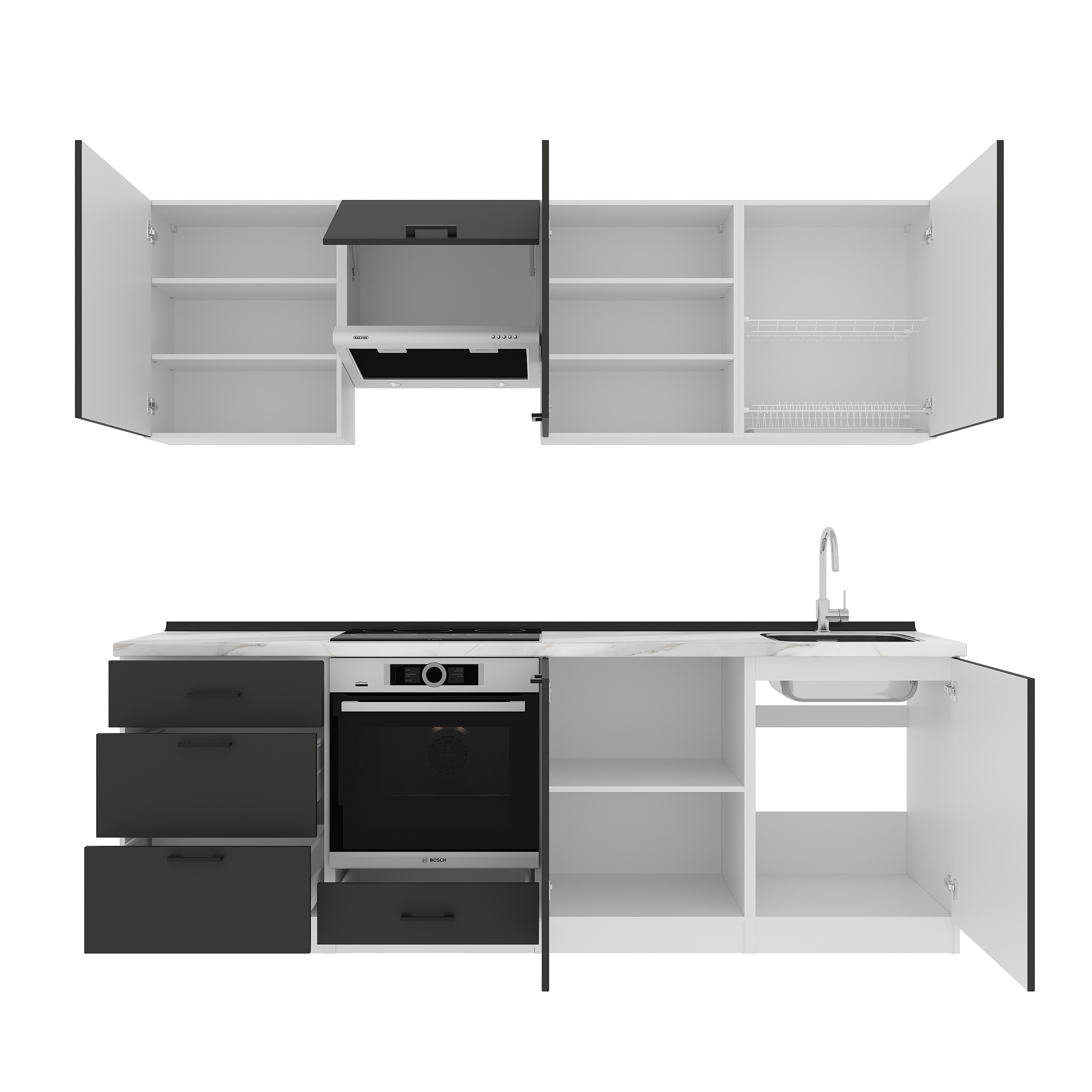 Кухонный гарнитур: Sabina "A" Modern, Мрамор, 240 см