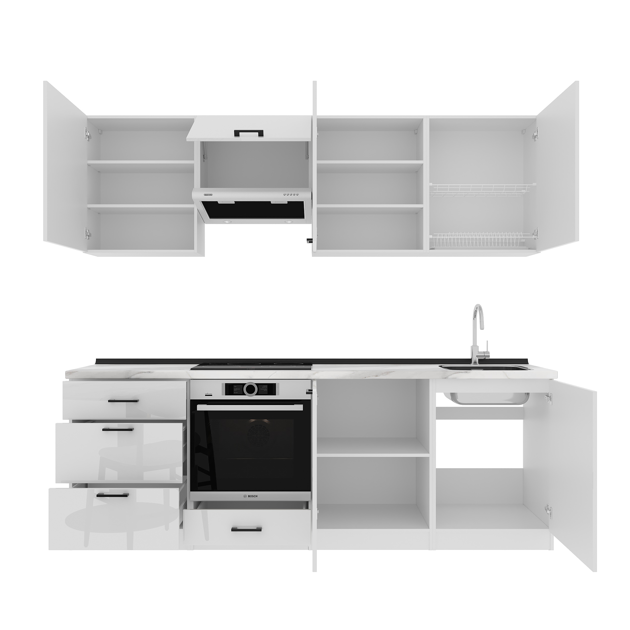 Кухонный гарнитур: Sabina "A" Modern, Мрамор, 240 см