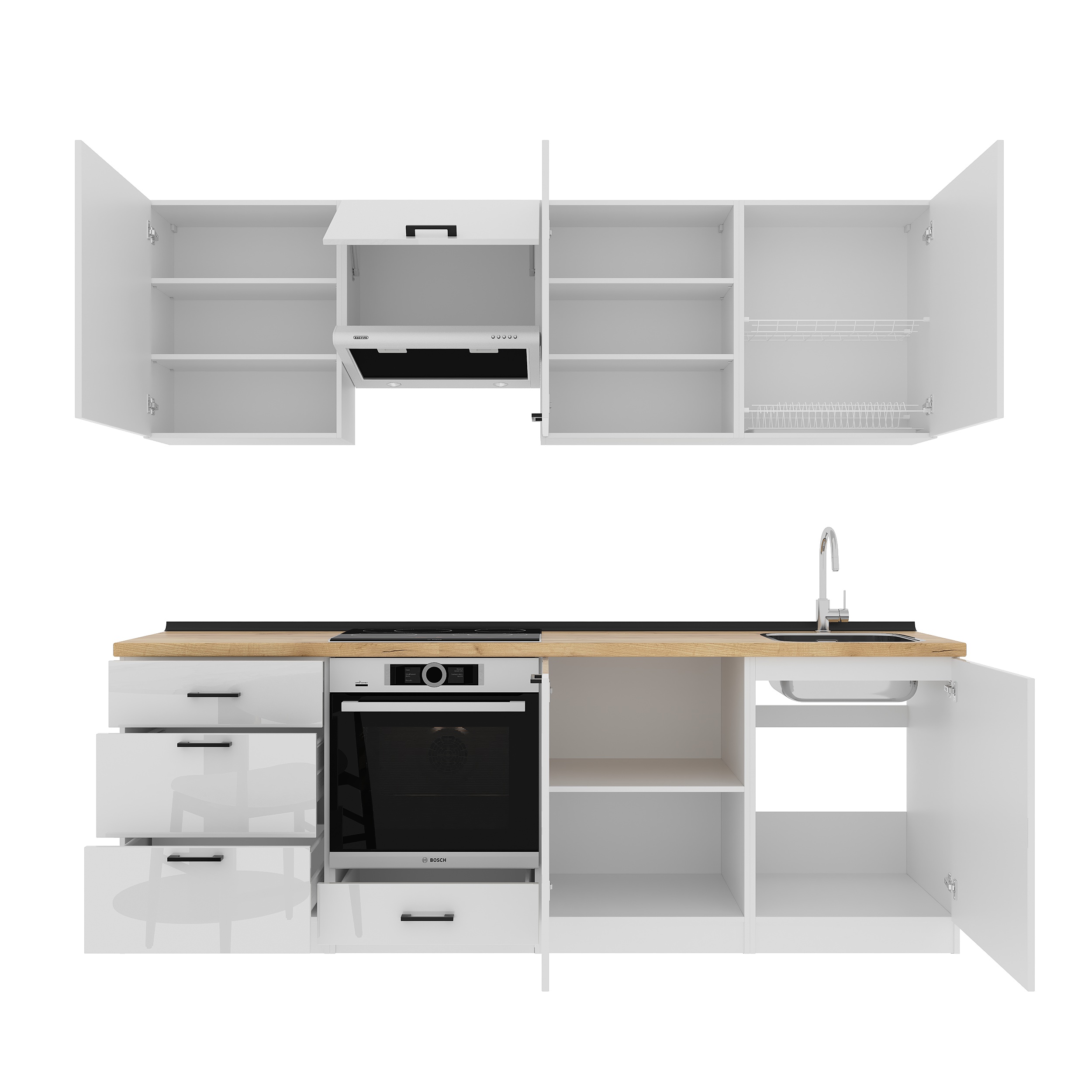 Кухонный гарнитур: Sabina "A" Modern, Золотой Дуб, 240 см