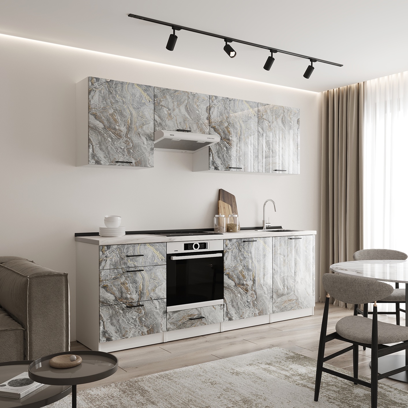 Кухонный гарнитур: Sabina "A" Modern, Мрамор, 240 см