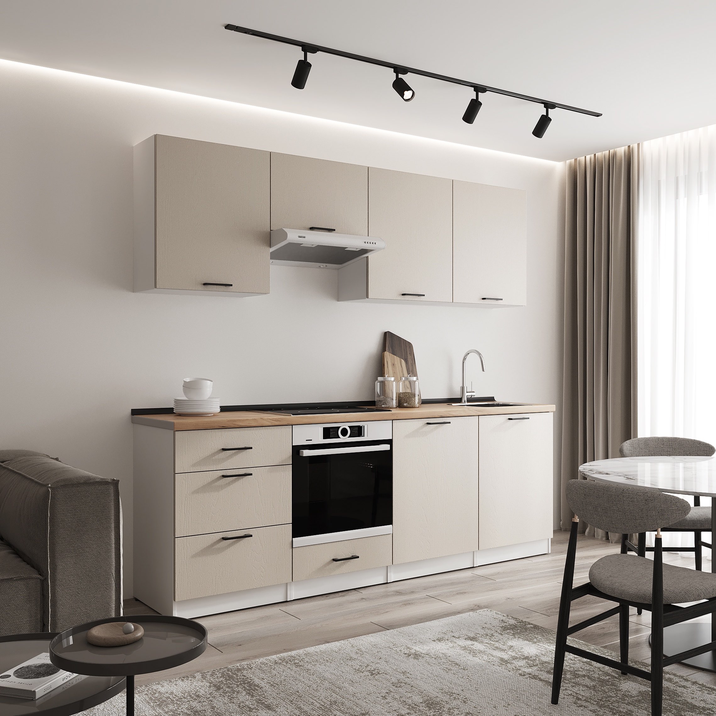Кухонный гарнитур: Sabina "B" Modern, Золотой Дуб, 240 см