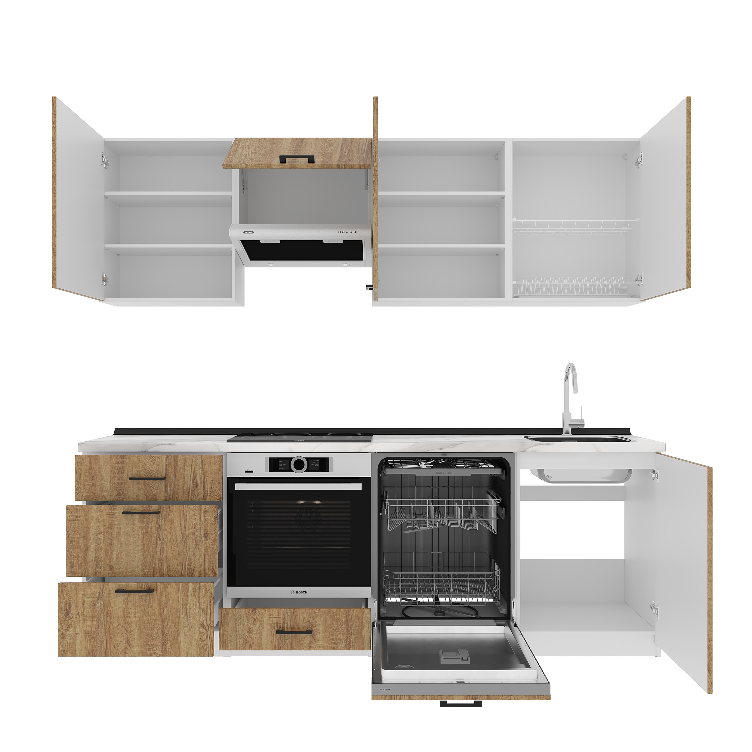Кухонный гарнитур: Sabina "B" Modern, Мрамор, 240 см