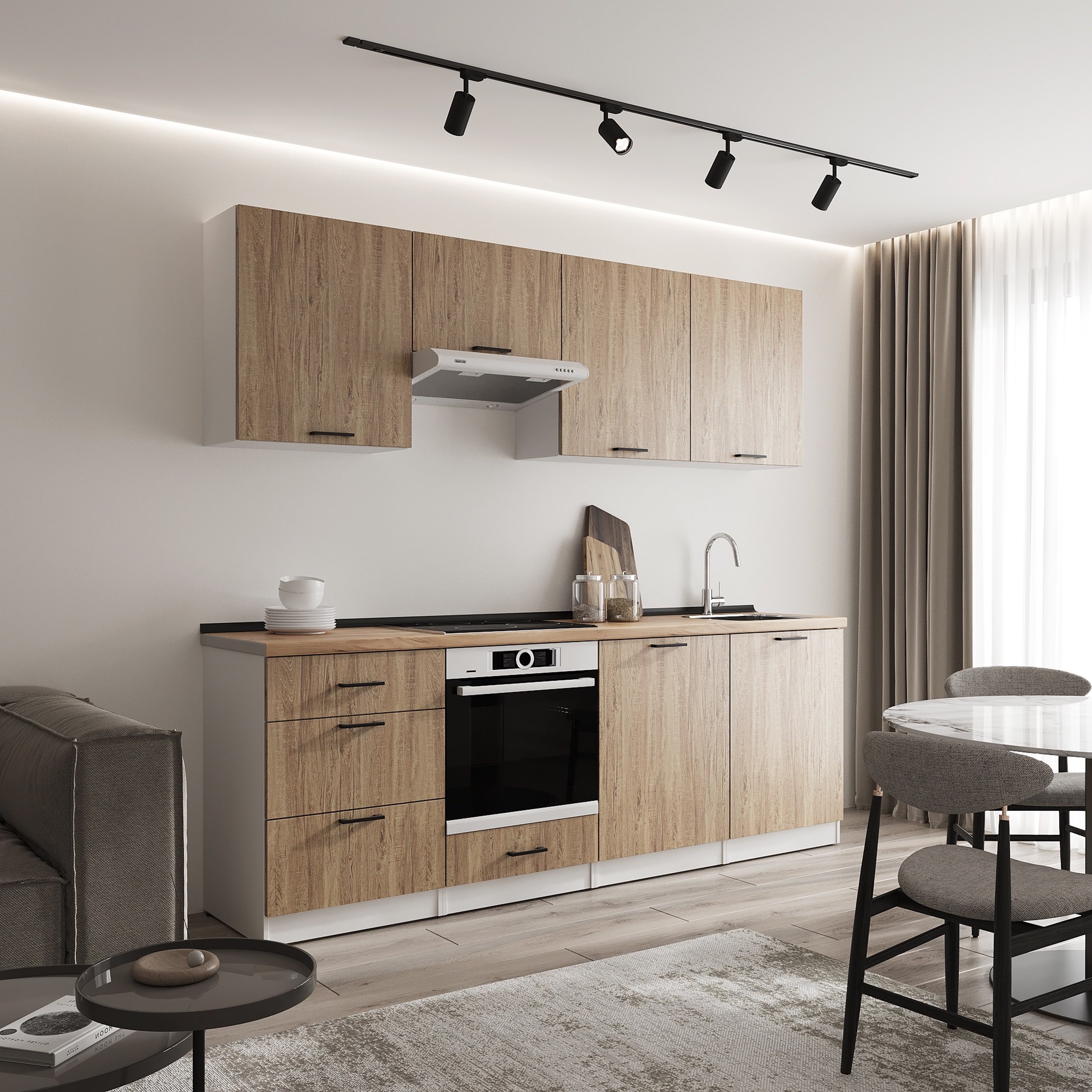 Кухонный гарнитур: Sabina "B" Modern, Золотой Дуб, 240 см