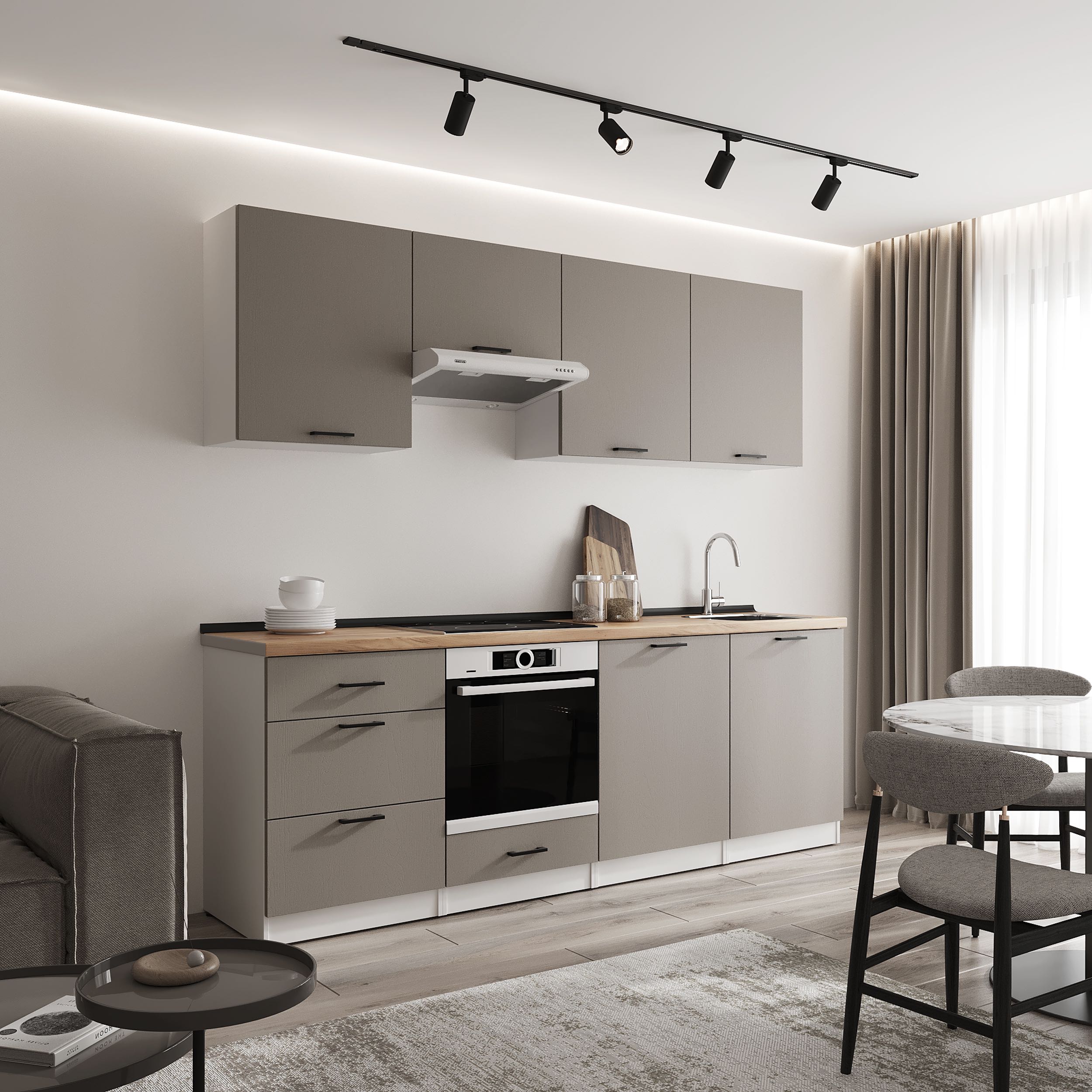 Кухонный гарнитур: Sabina "B" Modern, Золотой Дуб, 240 см