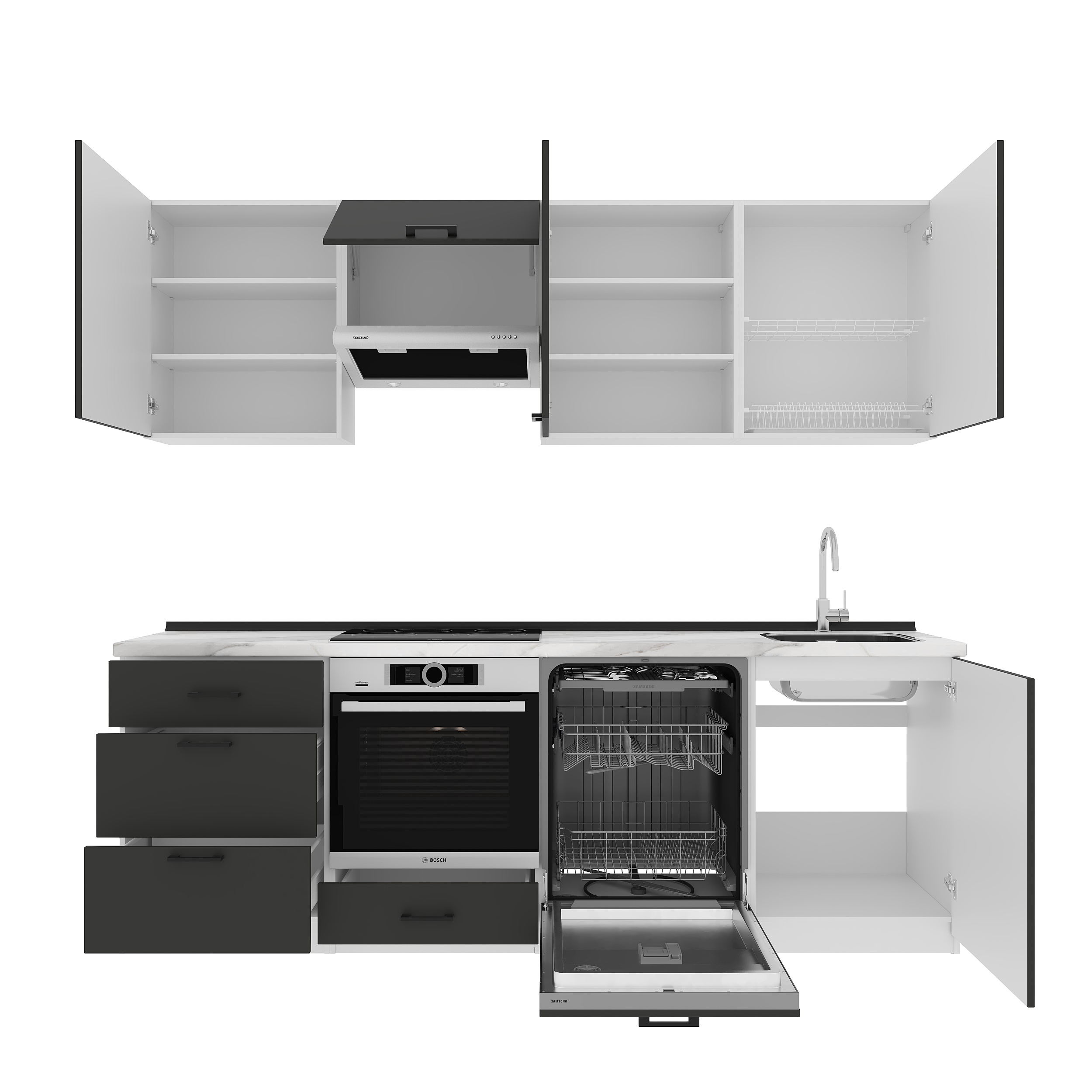 Кухонный гарнитур: Sabina "B" Modern, Мрамор, 240 см