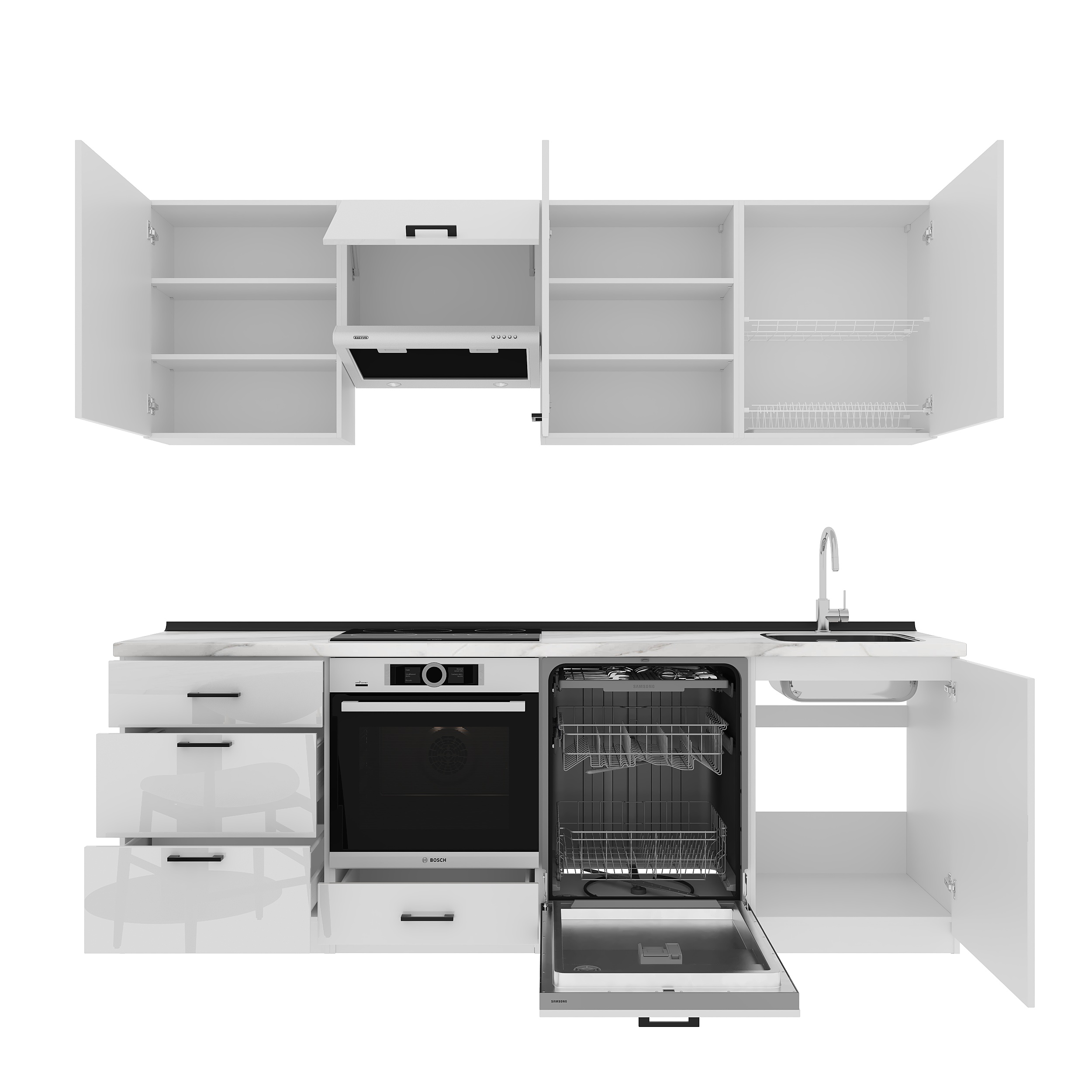 Кухонный гарнитур: Sabina "B" Modern, Мрамор, 240 см
