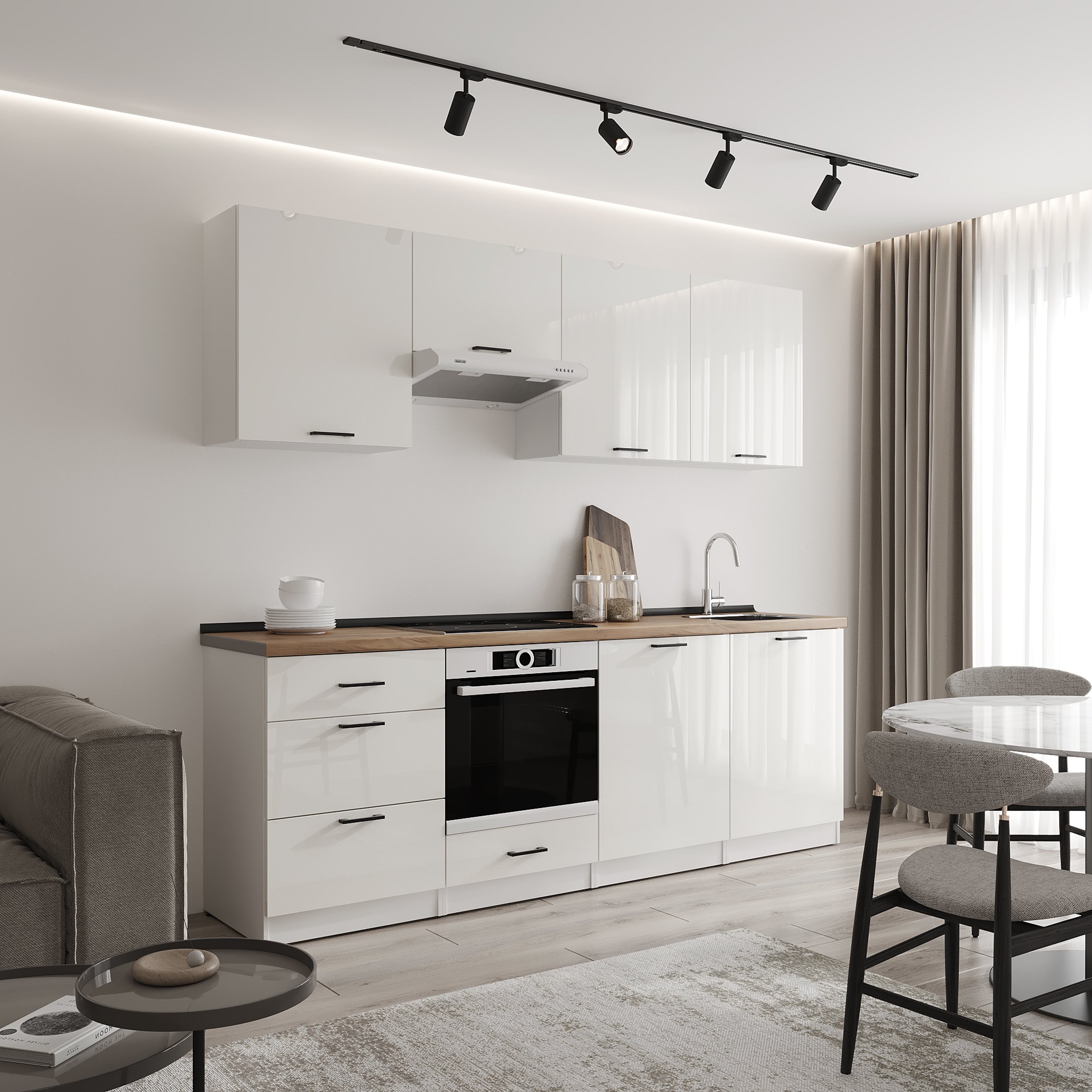 Кухонный гарнитур: Sabina "B" Modern, Золотой Дуб, 240 см