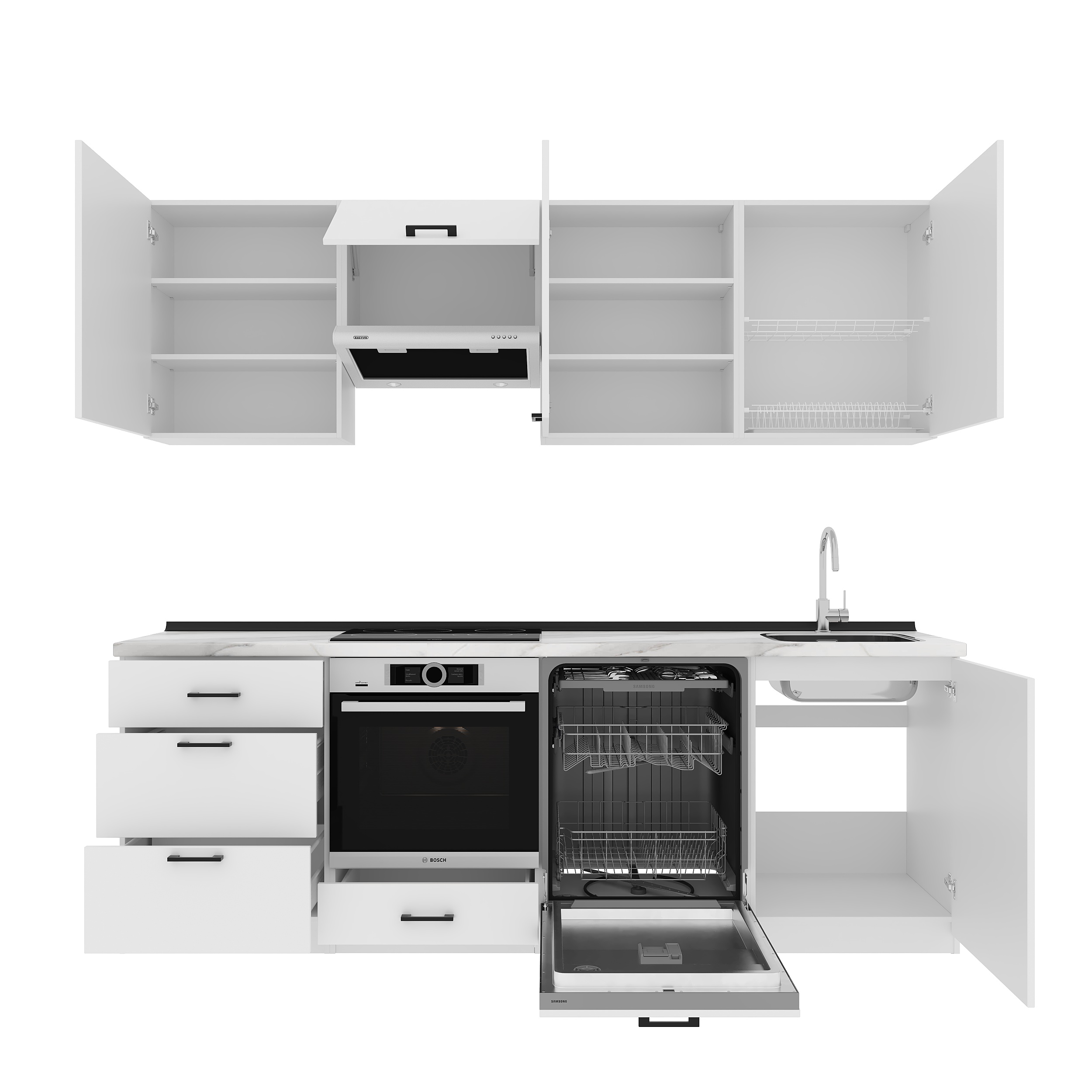 Кухонный гарнитур: Sabina "B" Modern, Мрамор, 240 см