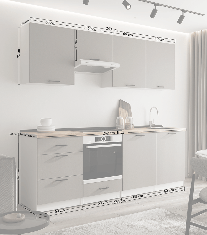 Кухонный гарнитур: Sabina "B" Modern, Золотой Дуб, 240 см