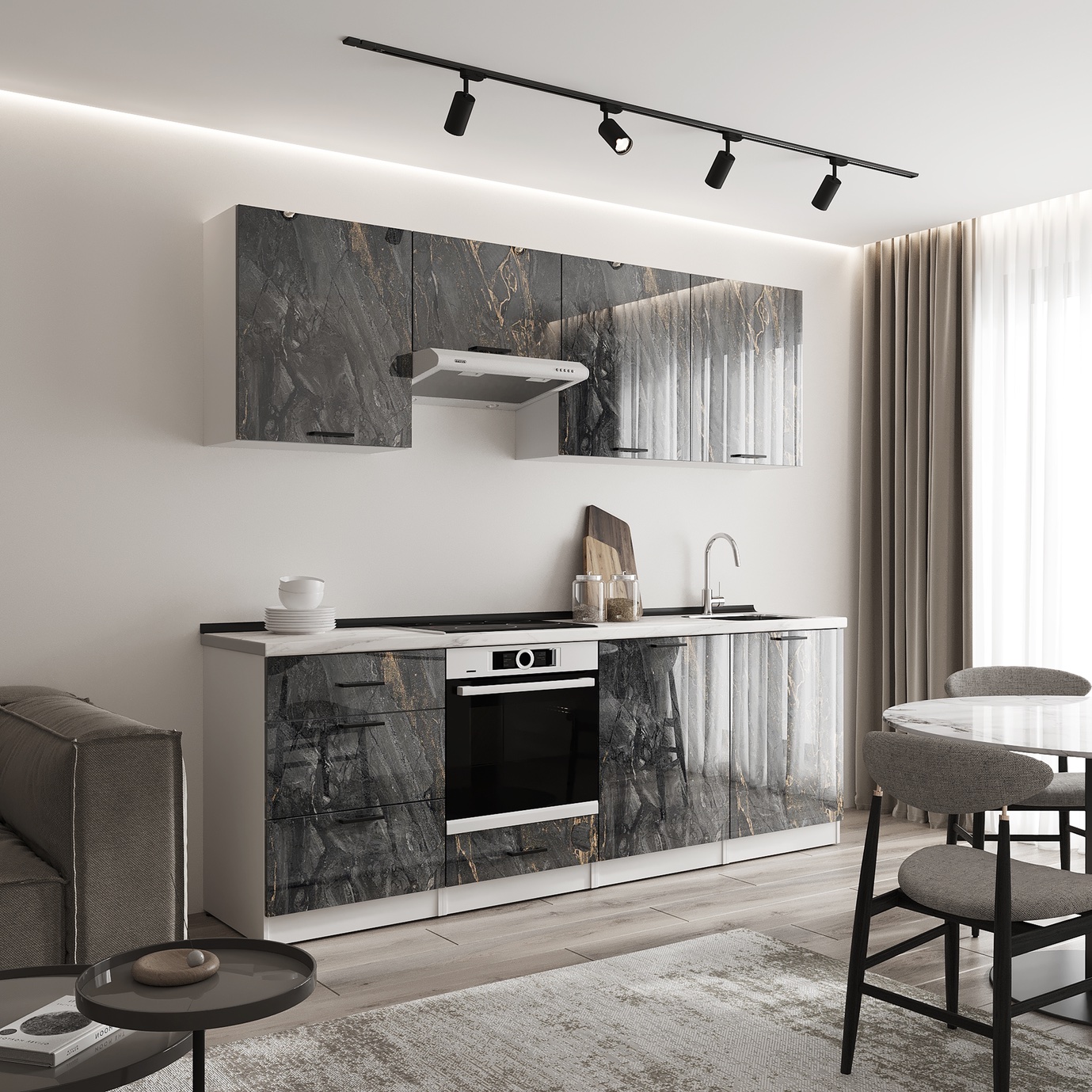 Кухонный гарнитур: Sabina "B" Modern, Мрамор, 240 см