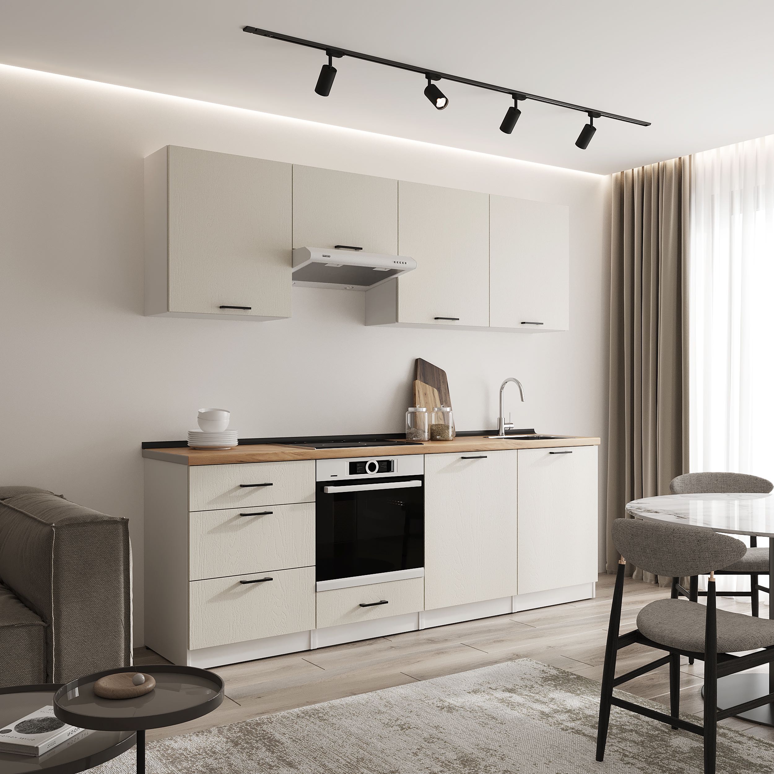 Кухонный гарнитур: Sabina "B" Modern, Золотой Дуб, 240 см