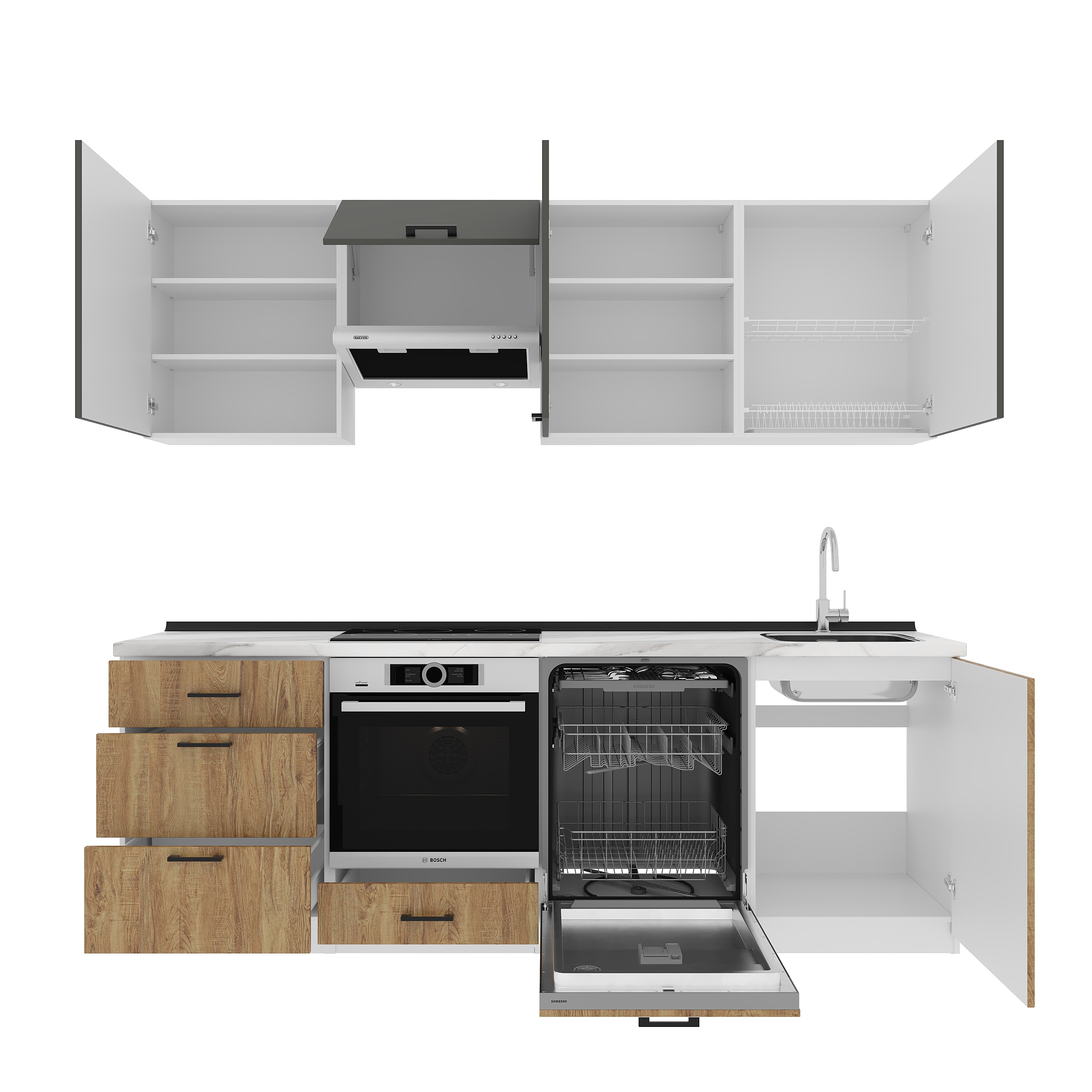 Кухонный гарнитур: Sabina "B" Modern, Мрамор, 240 см