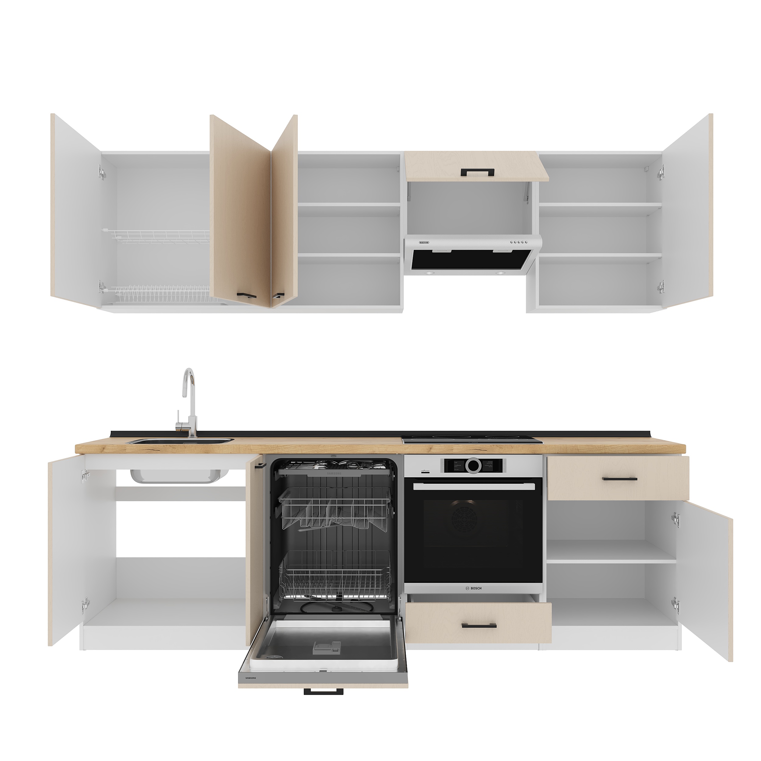 Set bucătărie: Vincento "A" Modern, Stejar Auriu, 260 cm
