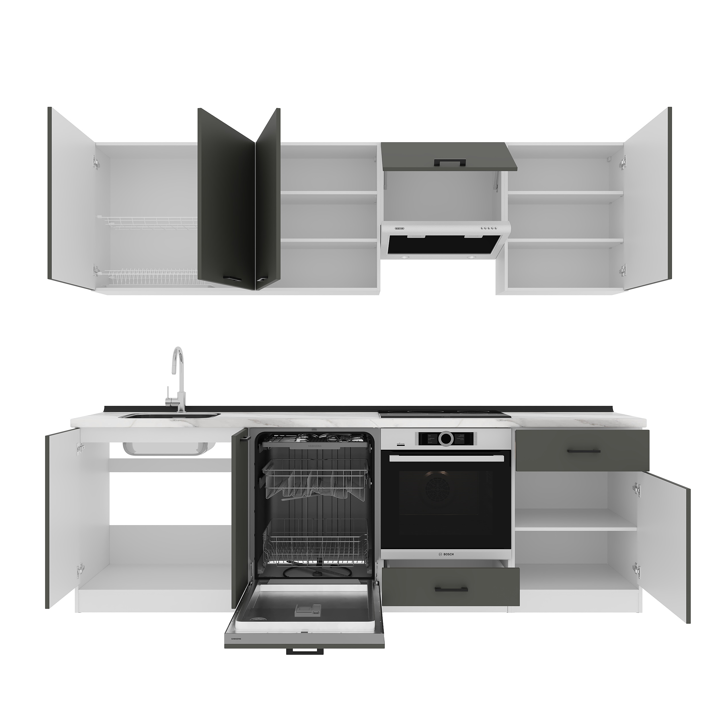 Set bucătărie: Vincento "A" Modern, Marmură, 260 cm