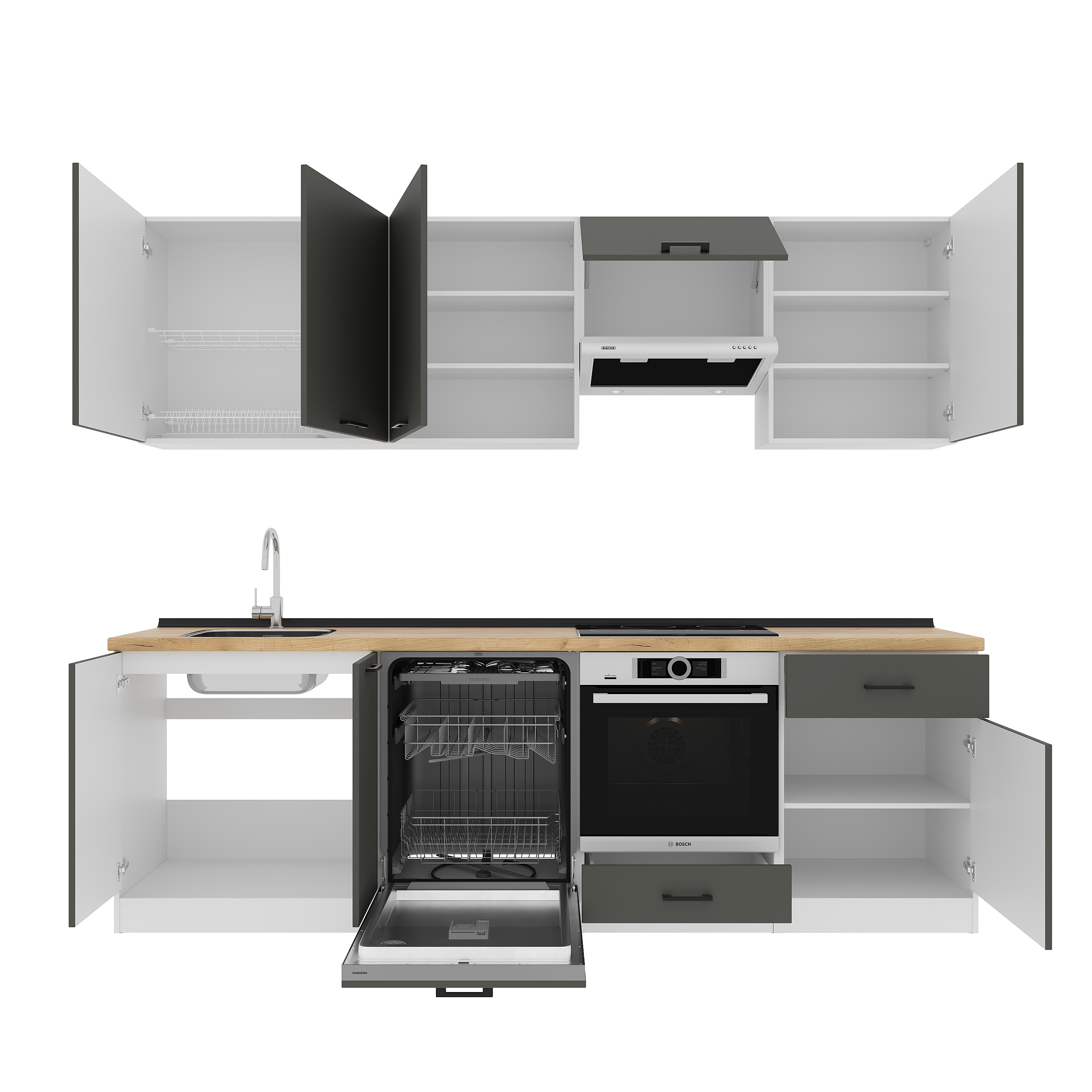 Set bucătărie: Vincento "A" Modern, Stejar Auriu, 260 cm
