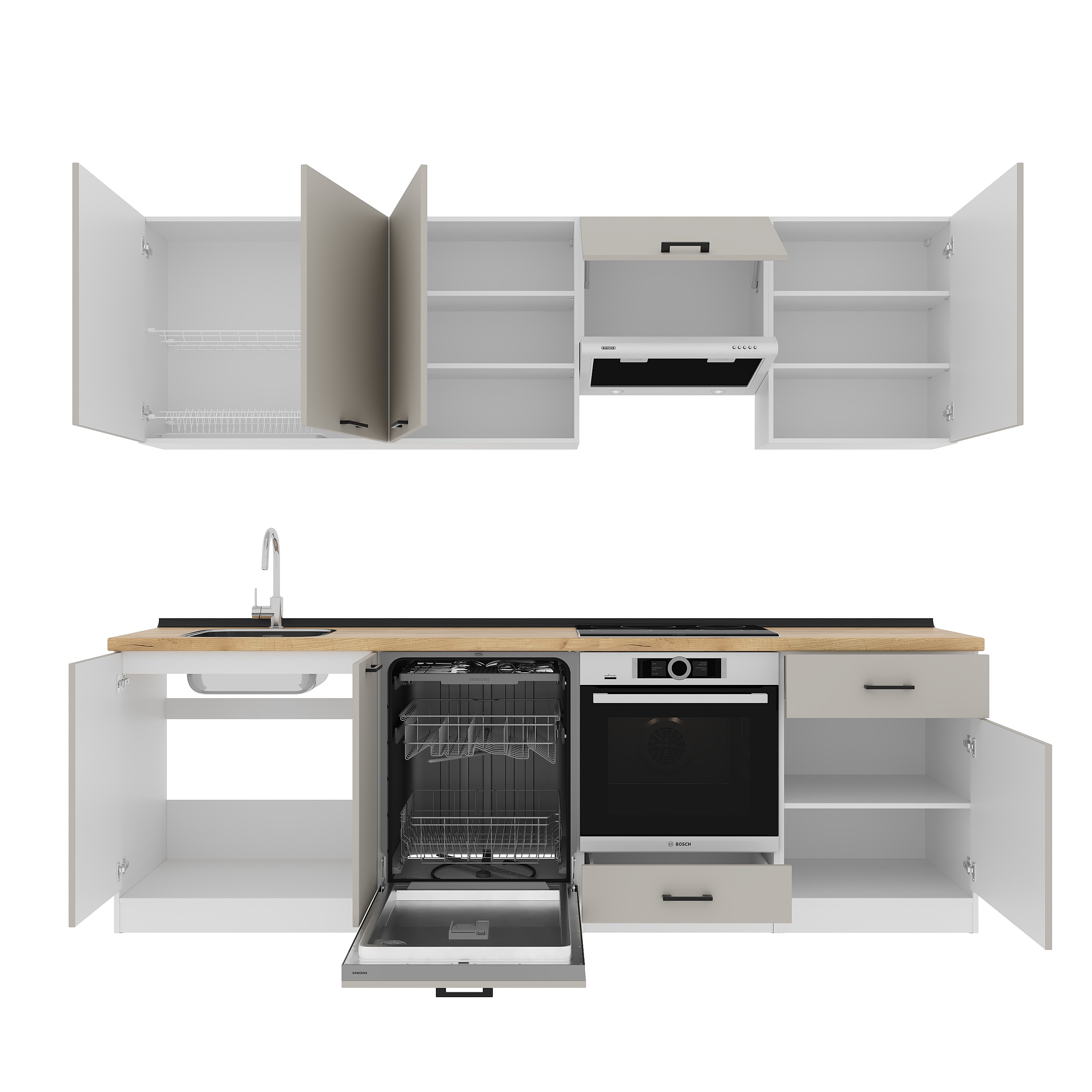 Set bucătărie: Vincento "A" Modern, Stejar Auriu, 260 cm
