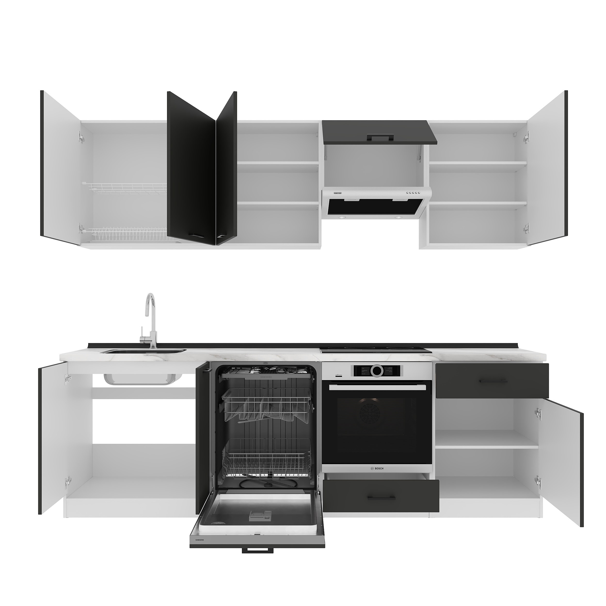 Kitchen: Vincento "A" Modern, Marble, 260 cm