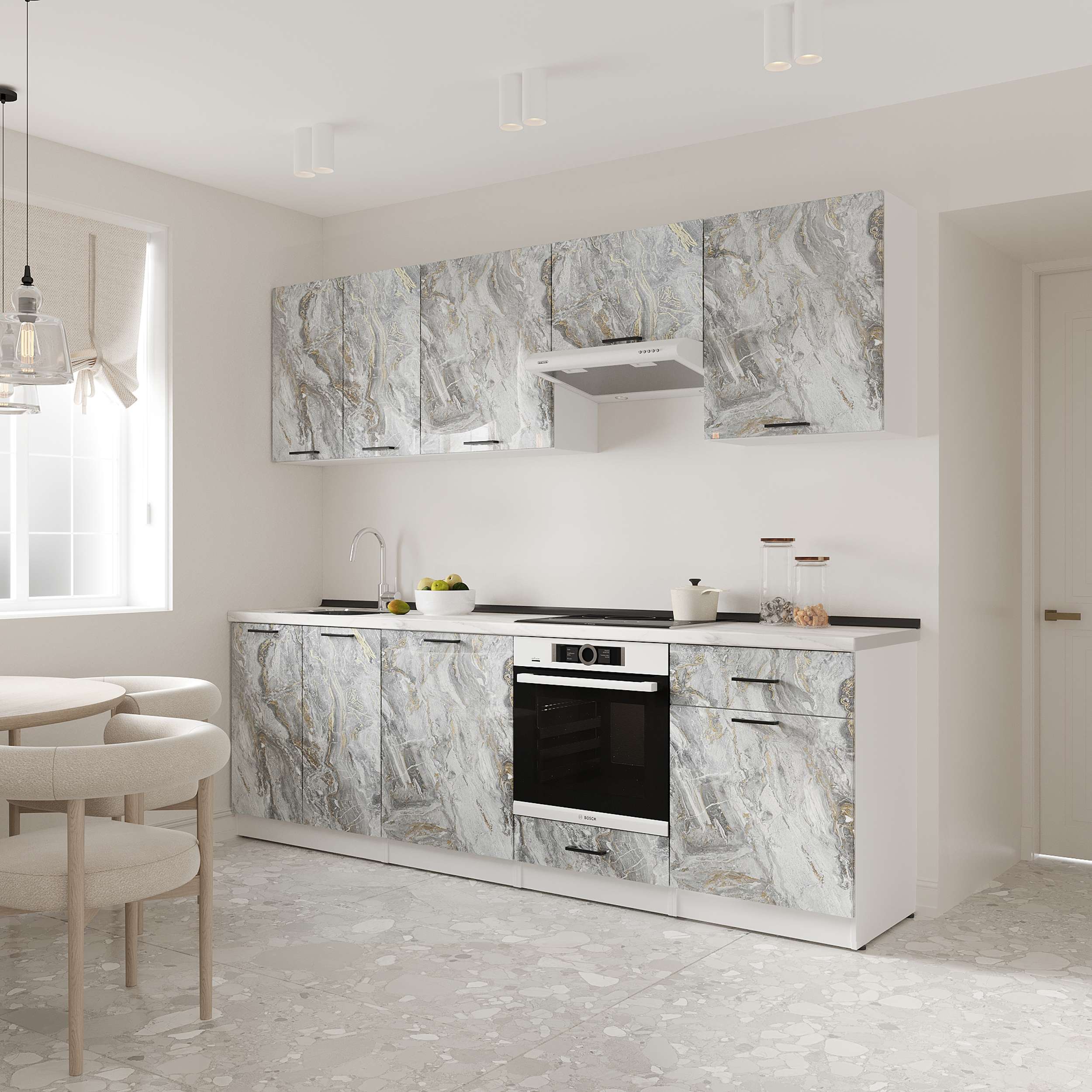 Kitchen: Vincento "A" Modern, Marble, 260 cm