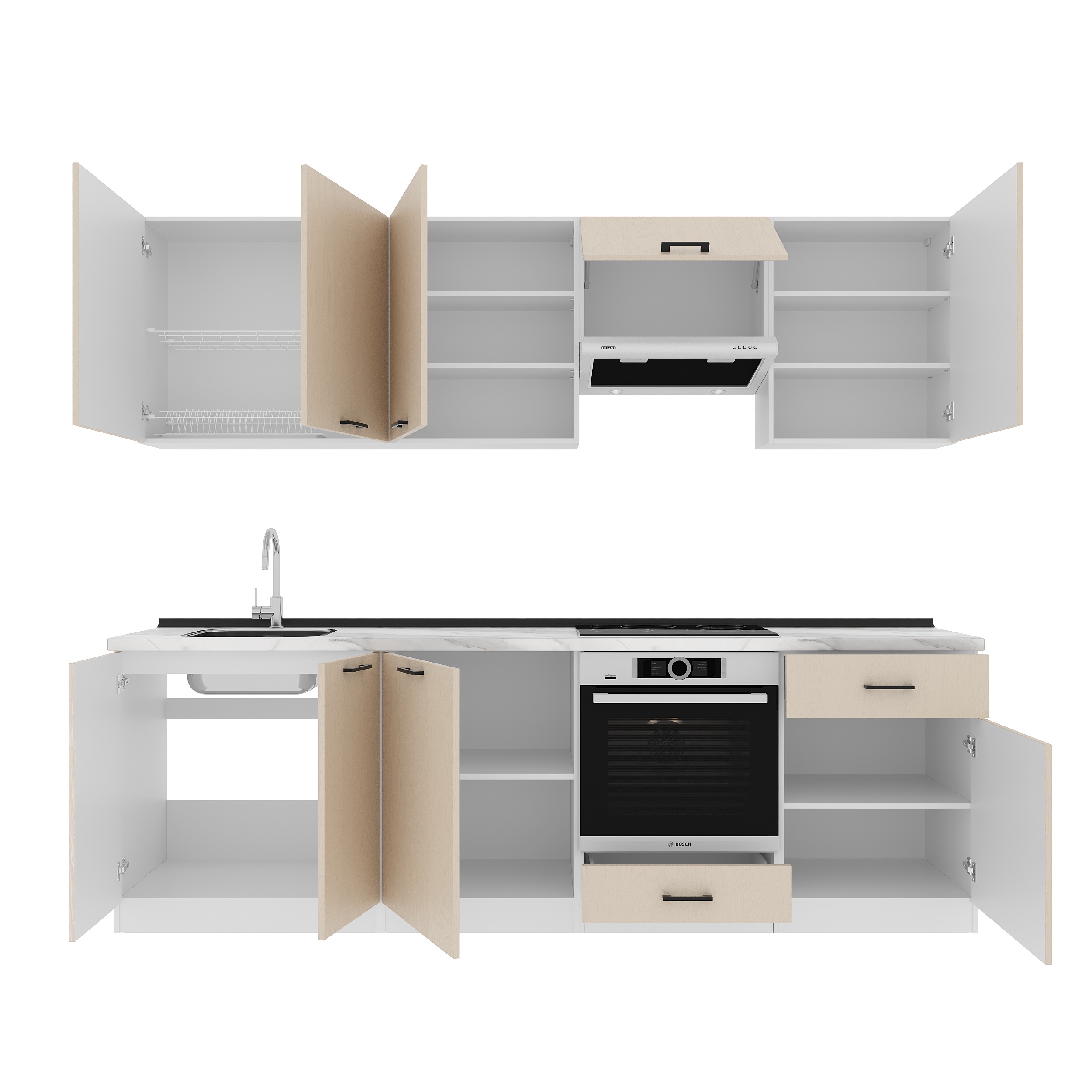 Кухонный гарнитур: Vincento "B" Modern, Мрамор, 260 см