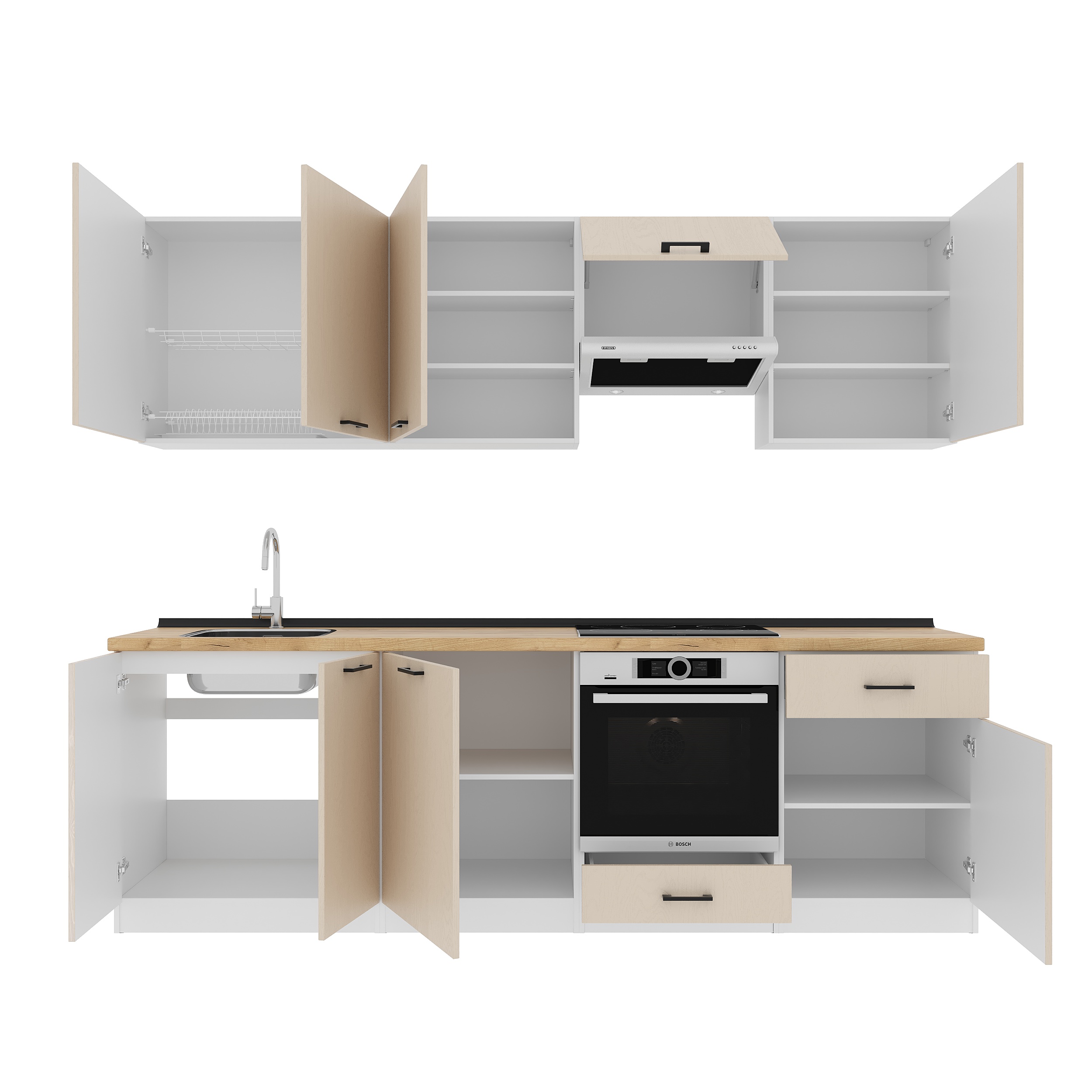 Кухонный гарнитур: Vincento "B" Modern, Золотой Дуб, 260 см