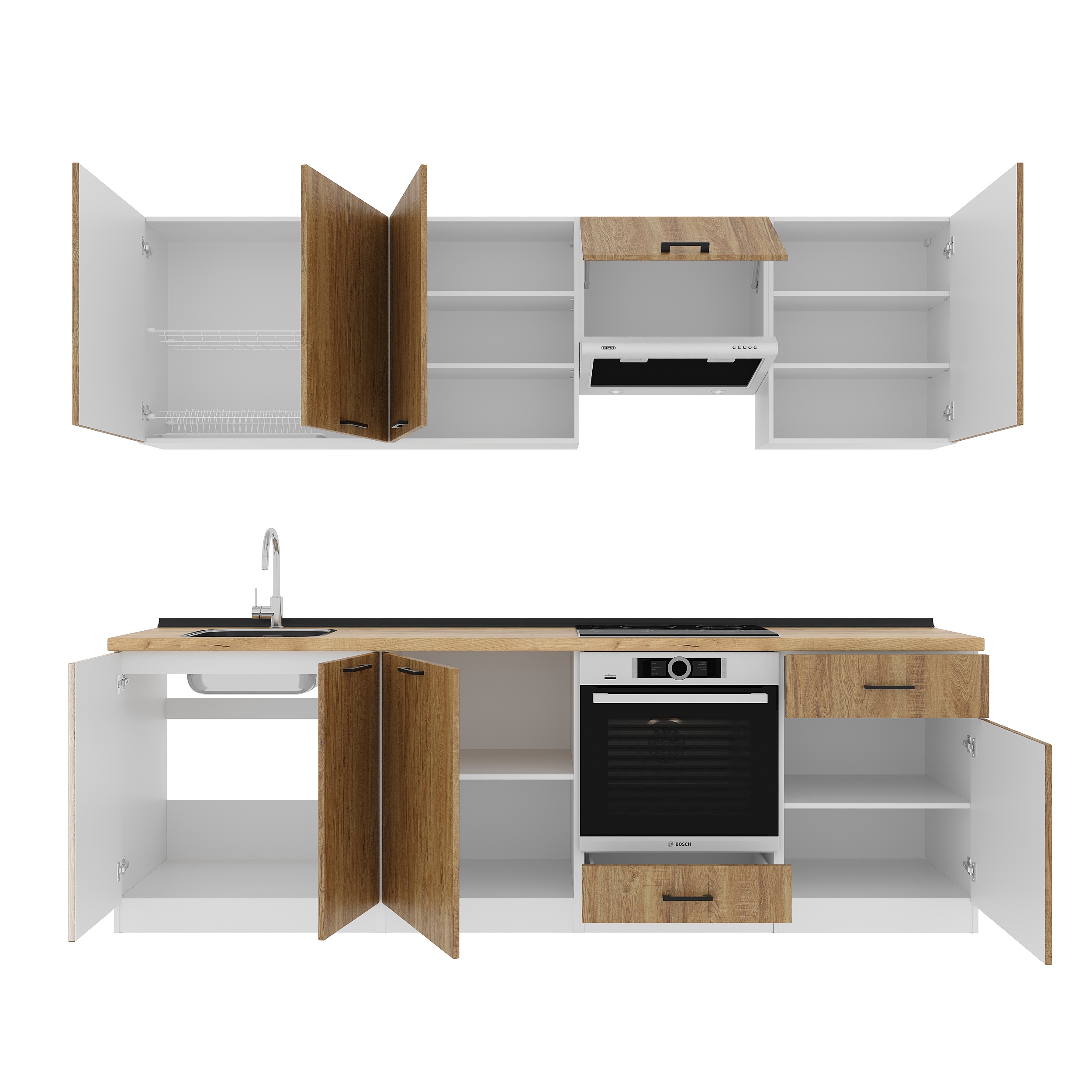 Set bucătărie: Vincento "B" Modern, Stejar Auriu, 260 cm