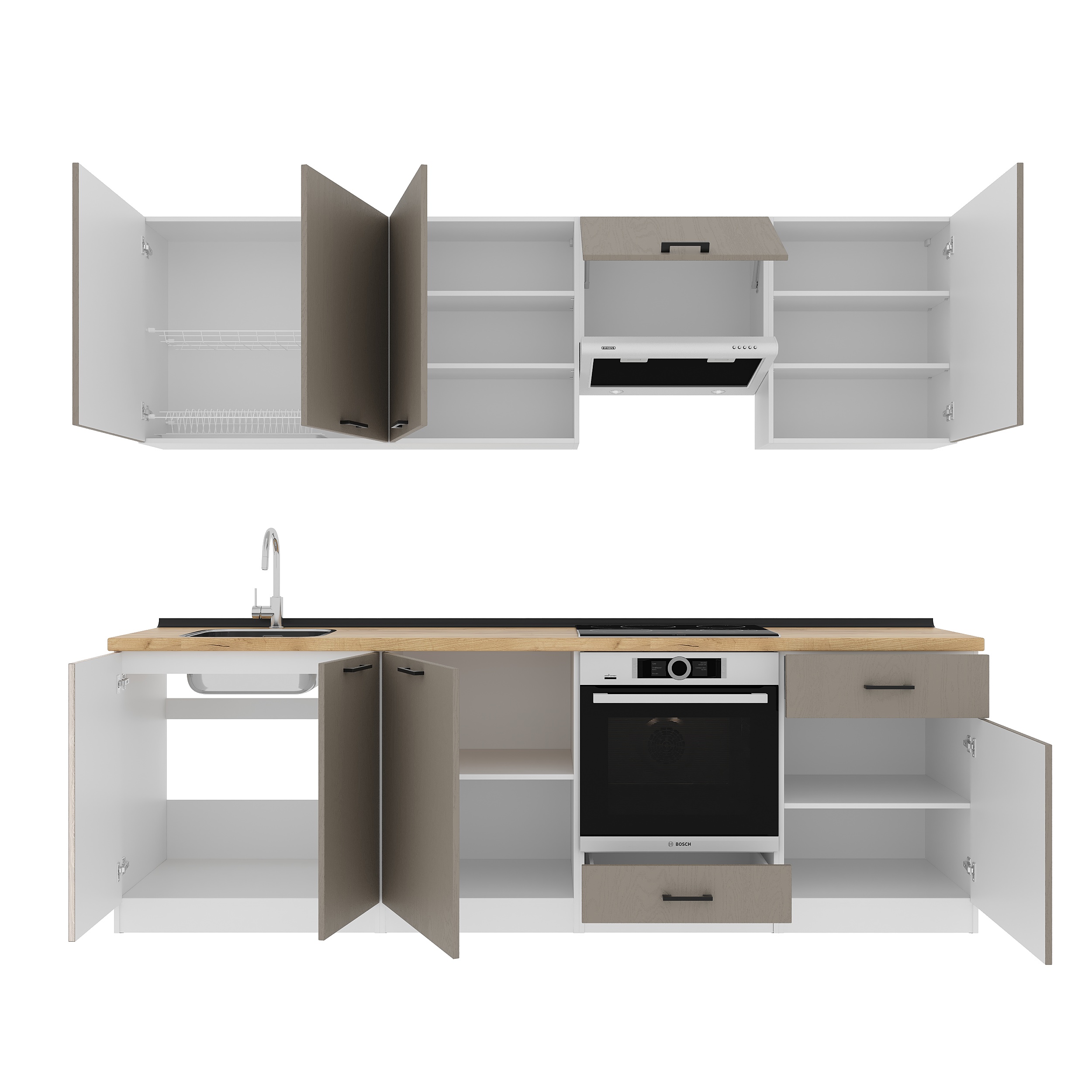 Кухонный гарнитур: Vincento "B" Modern, Золотой Дуб, 260 см