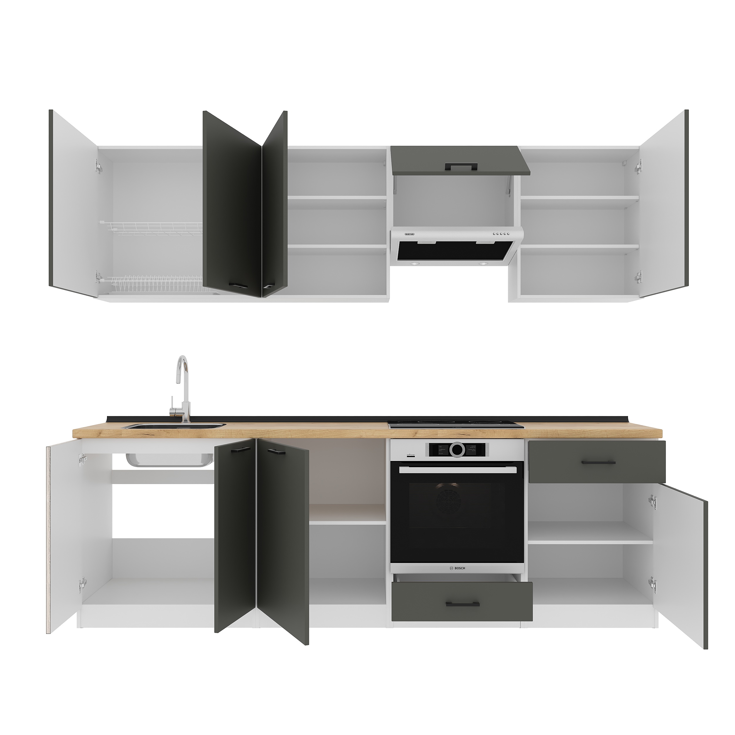 Кухонный гарнитур: Vincento "B" Modern, Золотой Дуб, 260 см