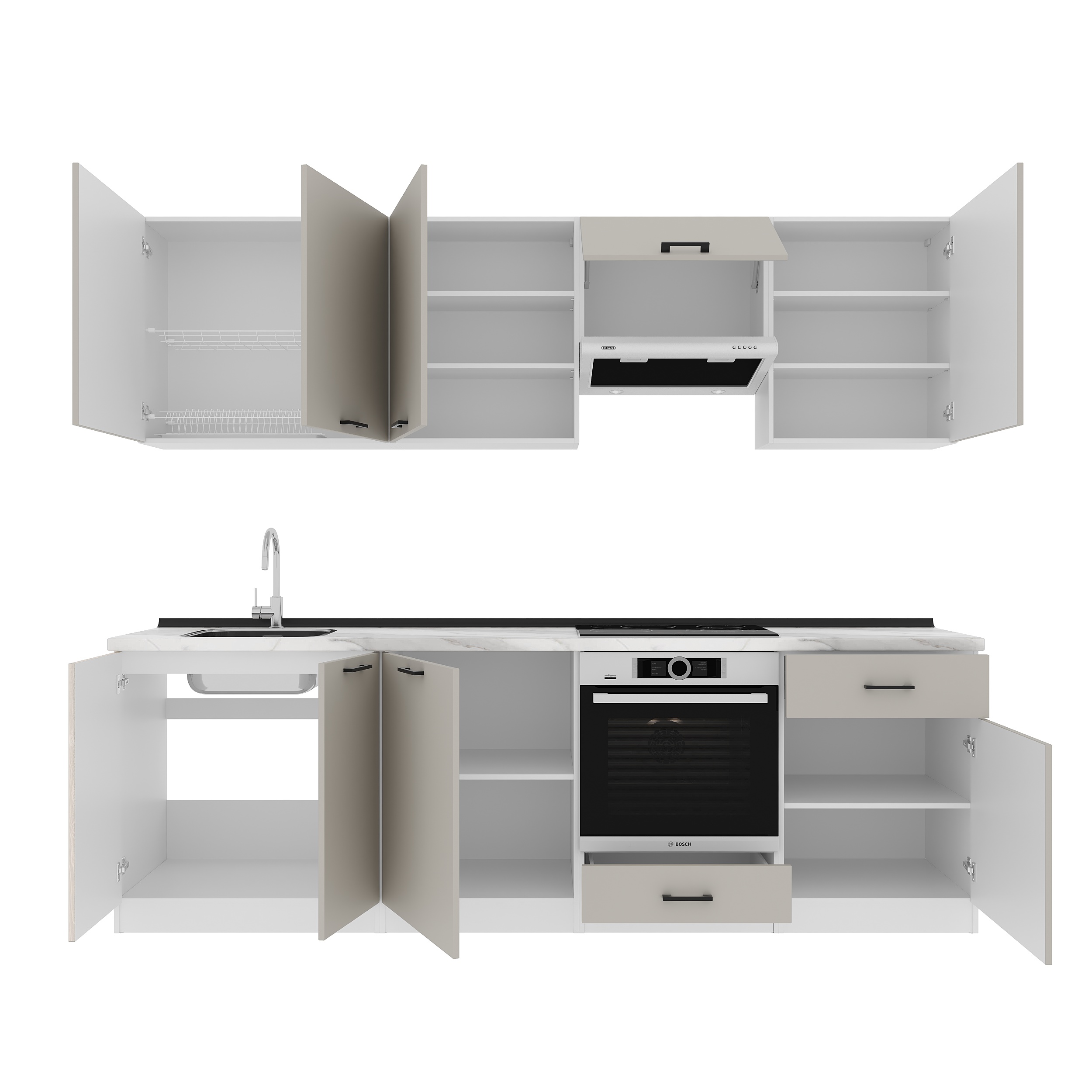 Кухонный гарнитур: Vincento "B" Modern, Мрамор, 260 см