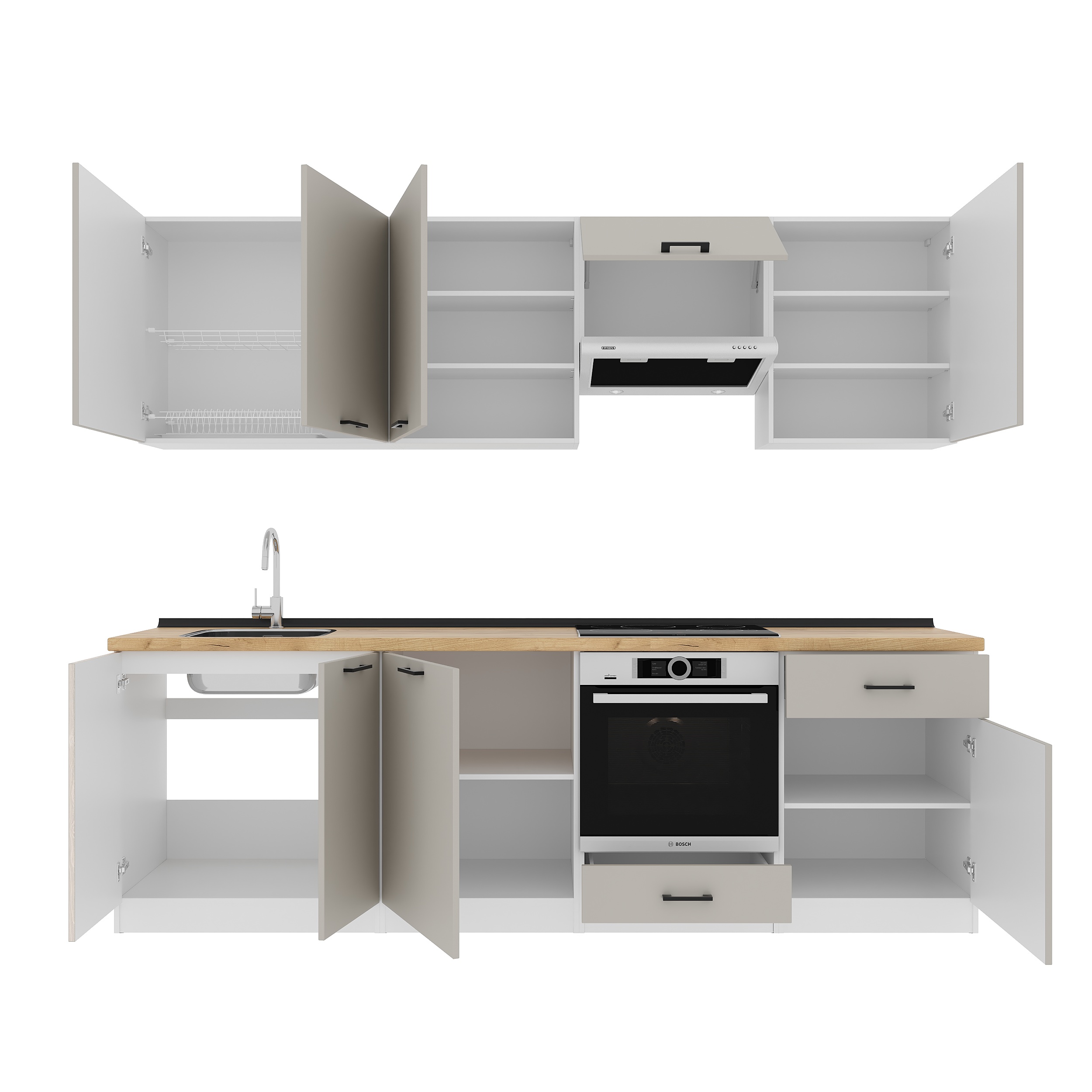 Set bucătărie: Vincento "B" Modern, Stejar Auriu, 260 cm