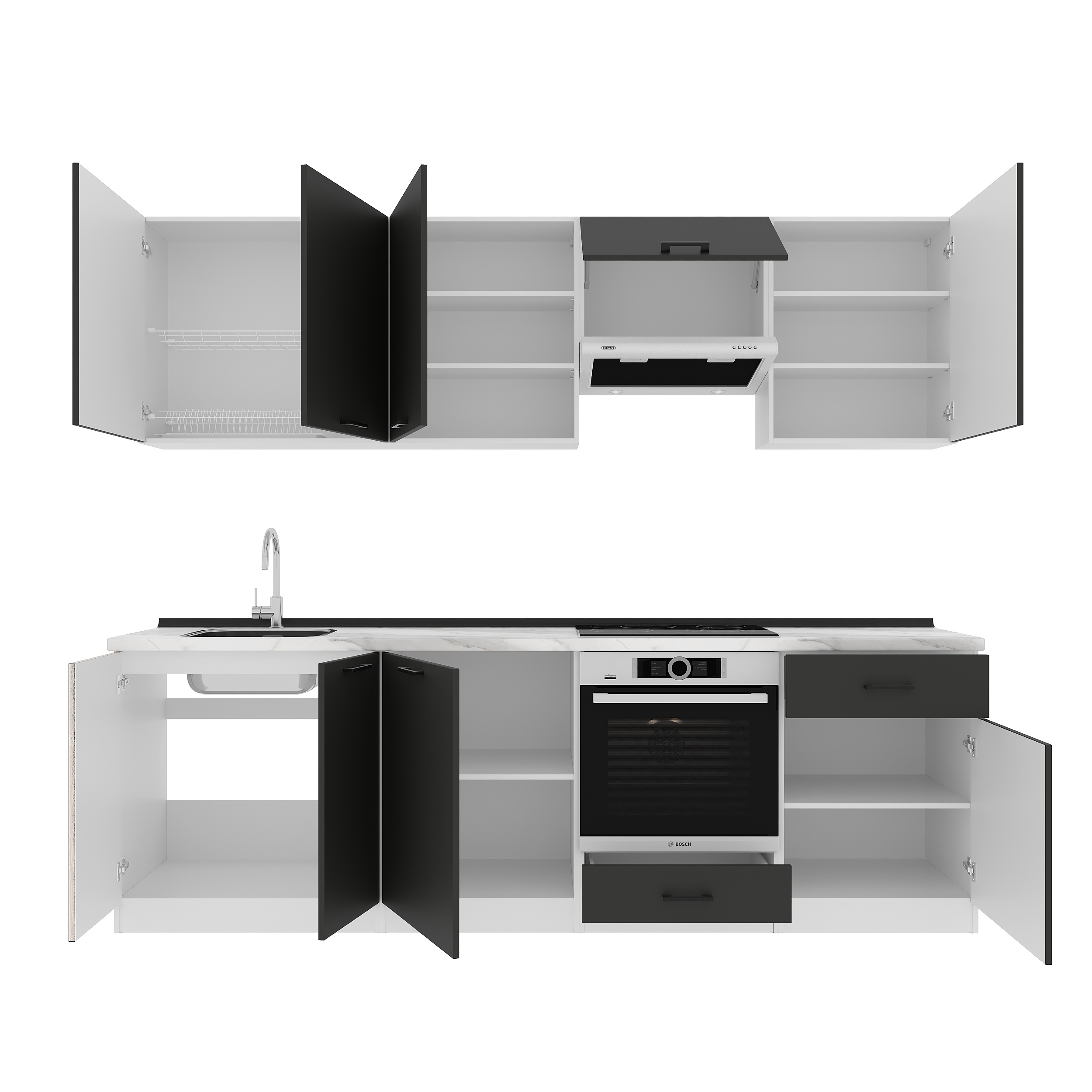 Кухонный гарнитур: Vincento "B" Modern, Мрамор, 260 см