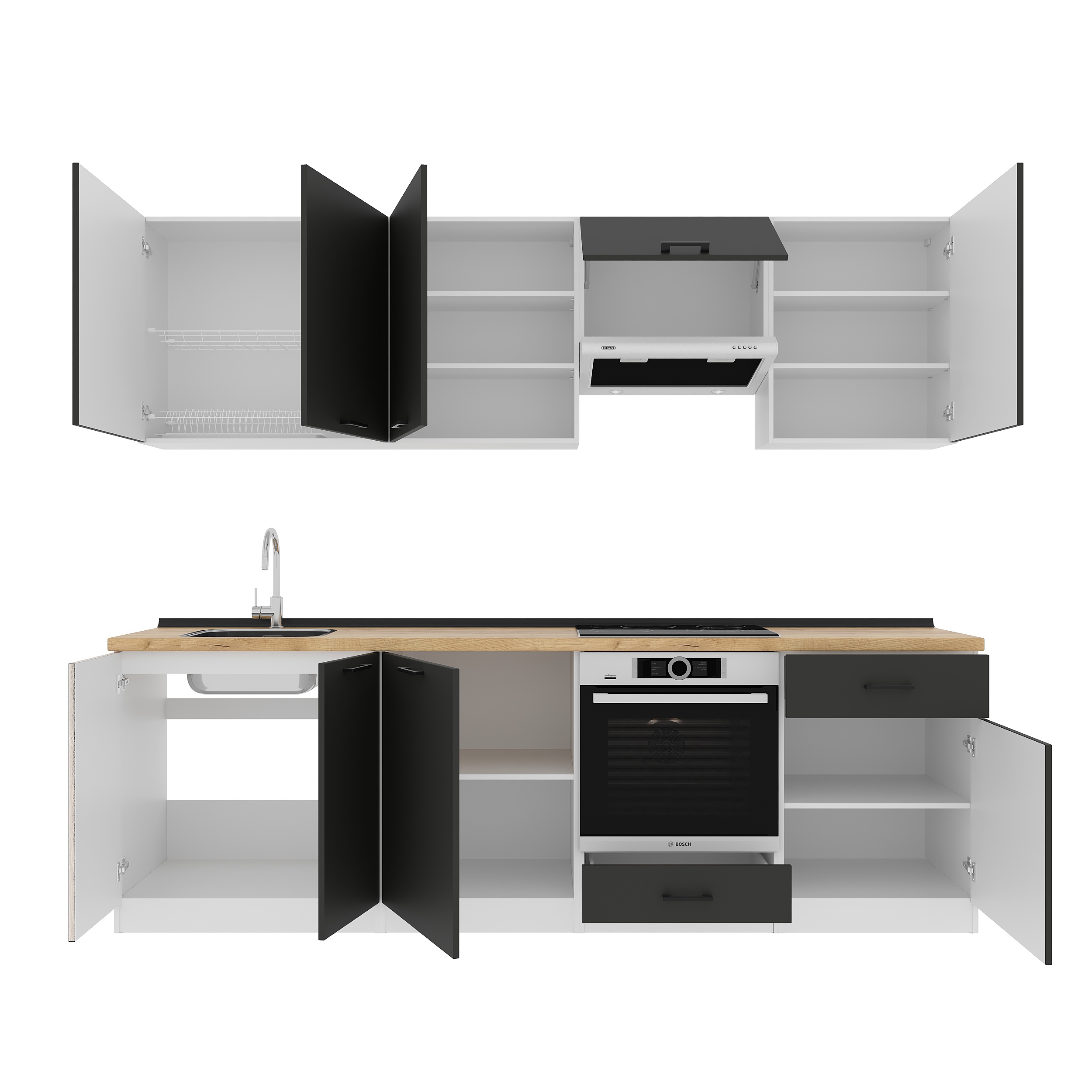 Кухонный гарнитур: Vincento "B" Modern, Золотой Дуб, 260 см