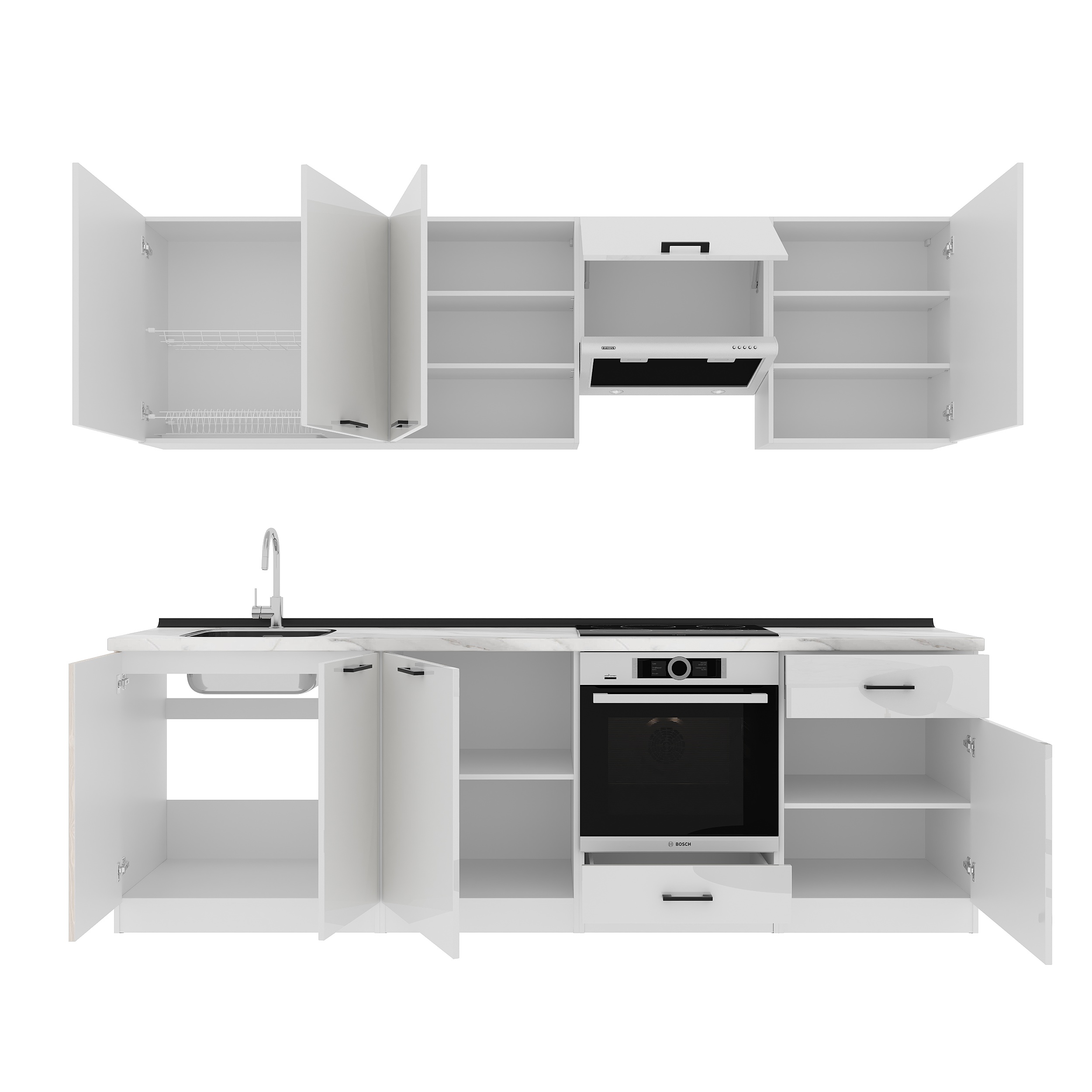 Кухонный гарнитур: Vincento "B" Modern, Мрамор, 260 см