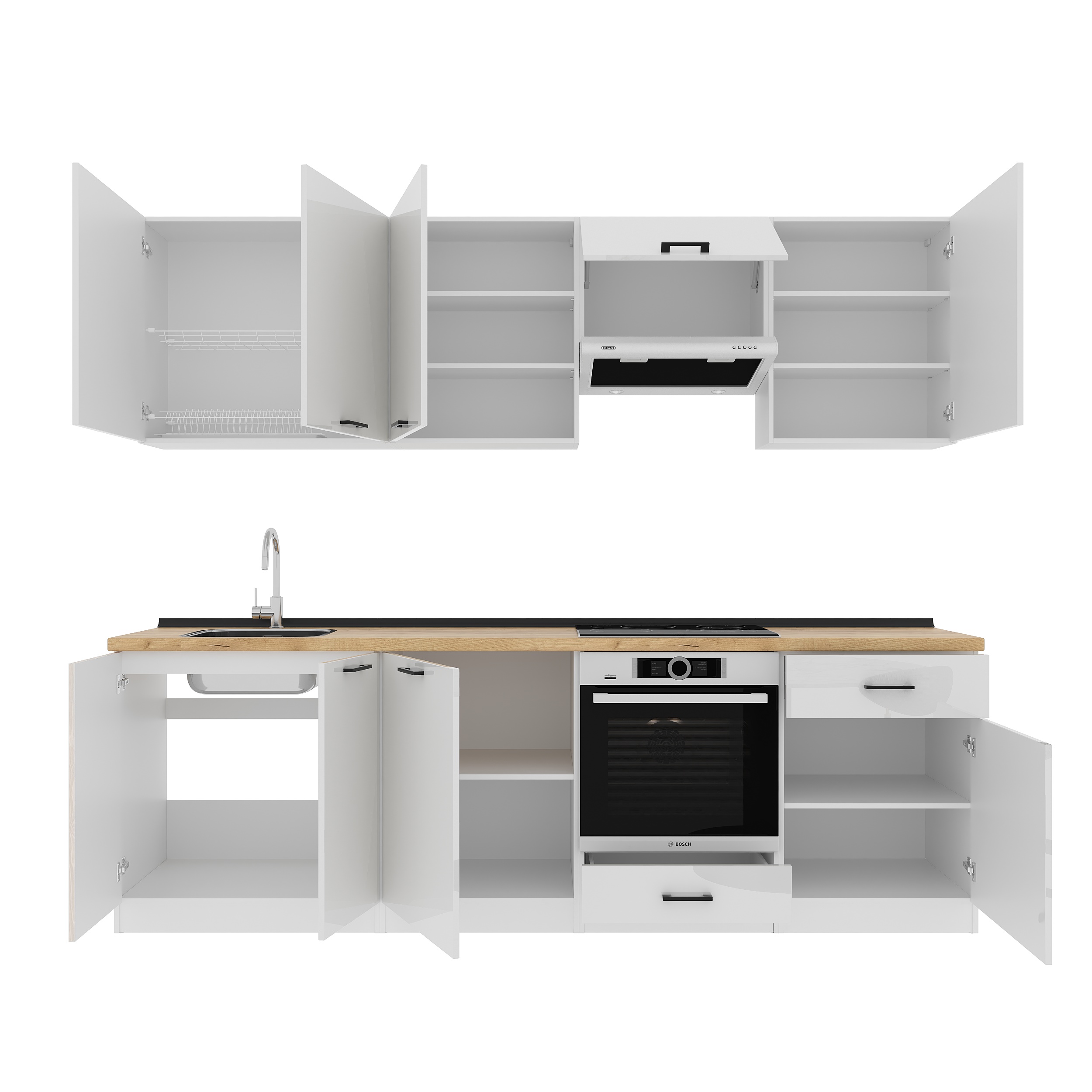 Кухонный гарнитур: Vincento "B" Modern, Золотой Дуб, 260 см