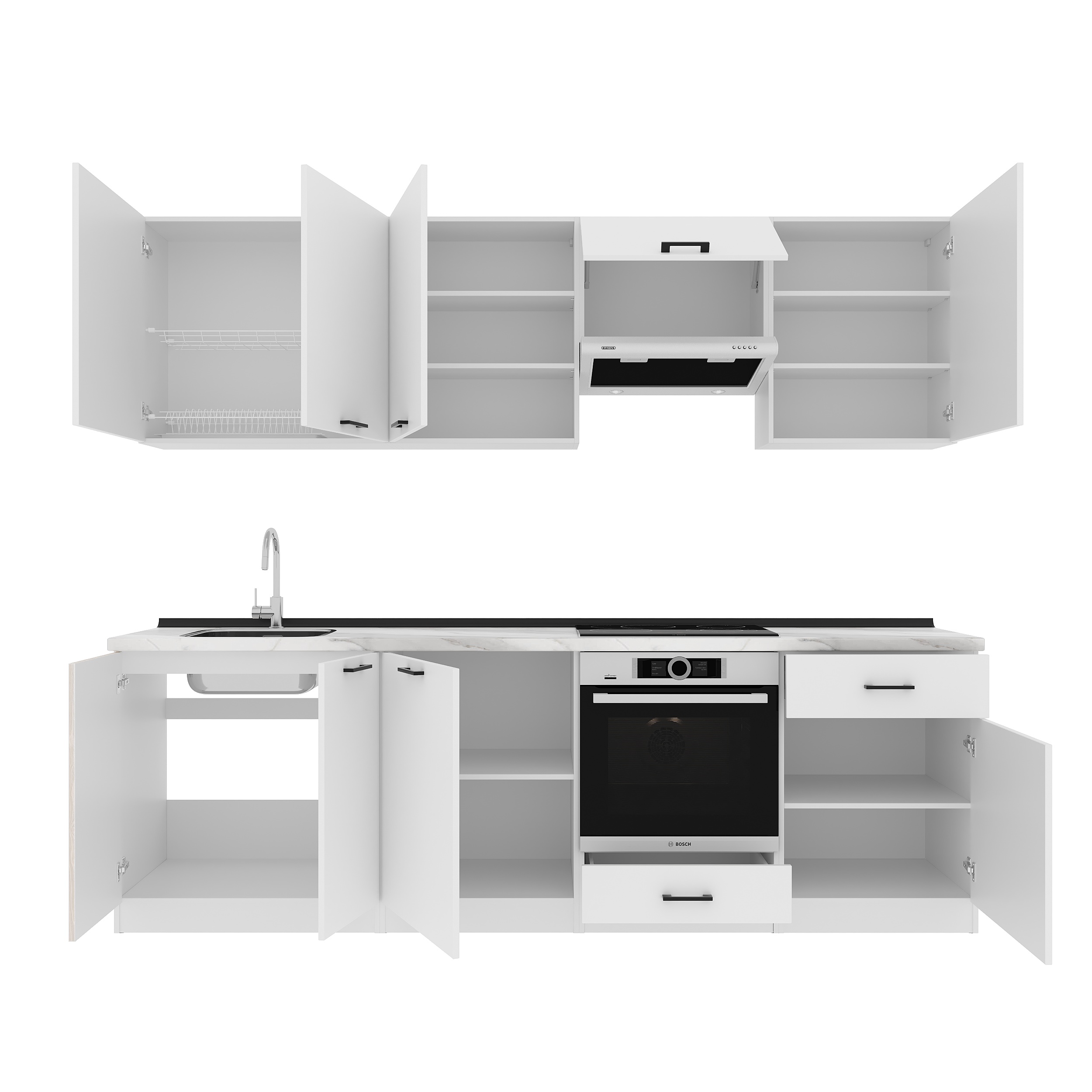 Кухонный гарнитур: Vincento "B" Modern, Мрамор, 260 см