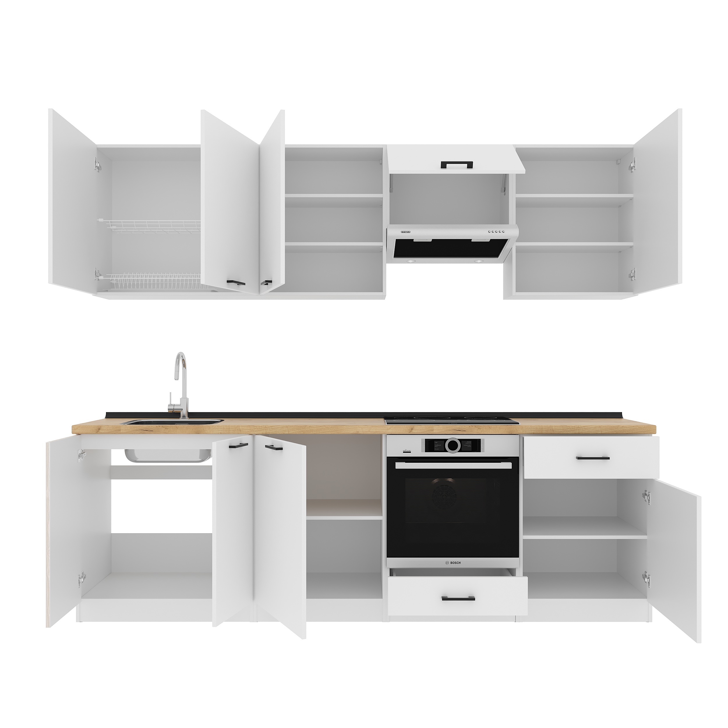 Кухонный гарнитур: Vincento "B" Modern, Золотой Дуб, 260 см