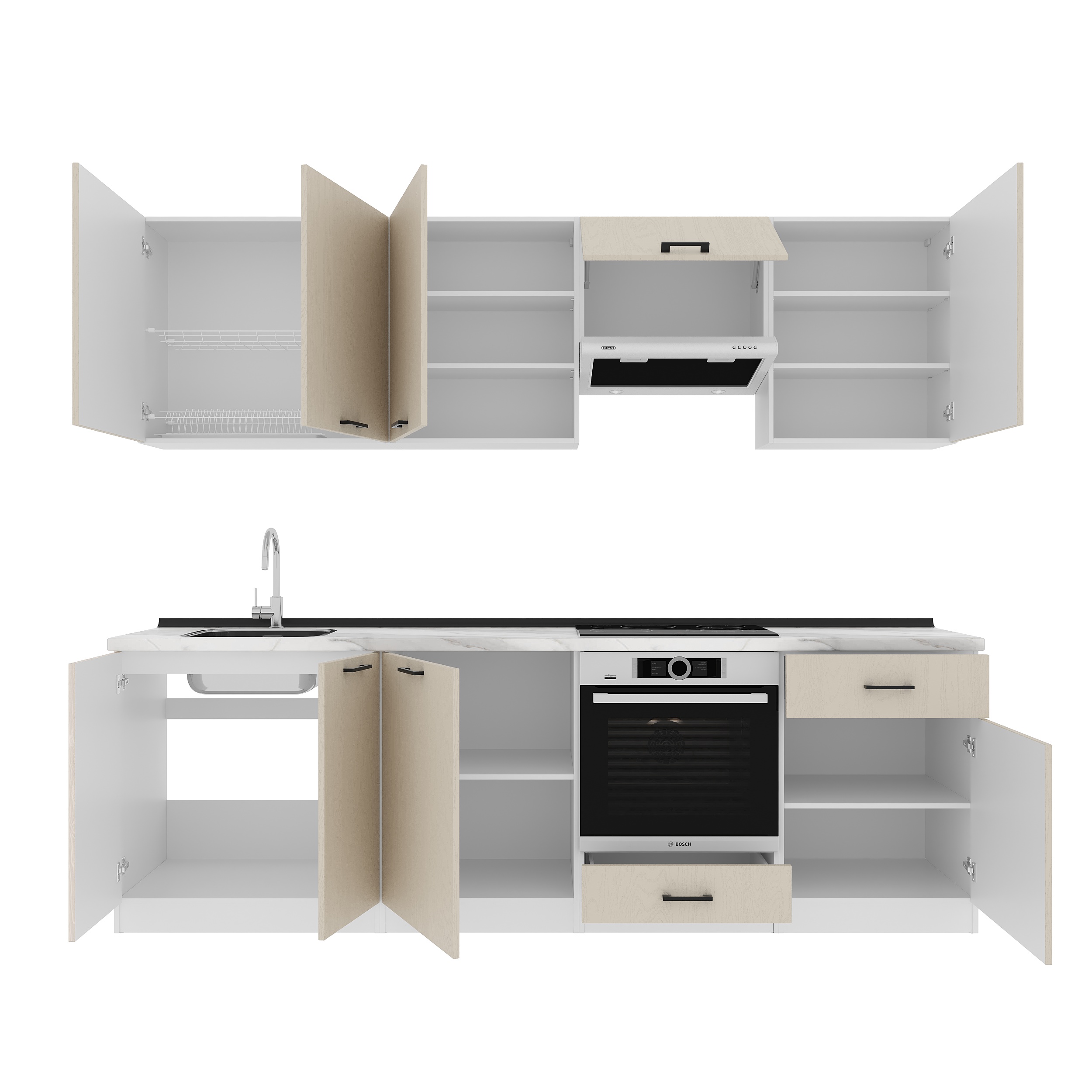 Кухонный гарнитур: Vincento "B" Modern, Мрамор, 260 см