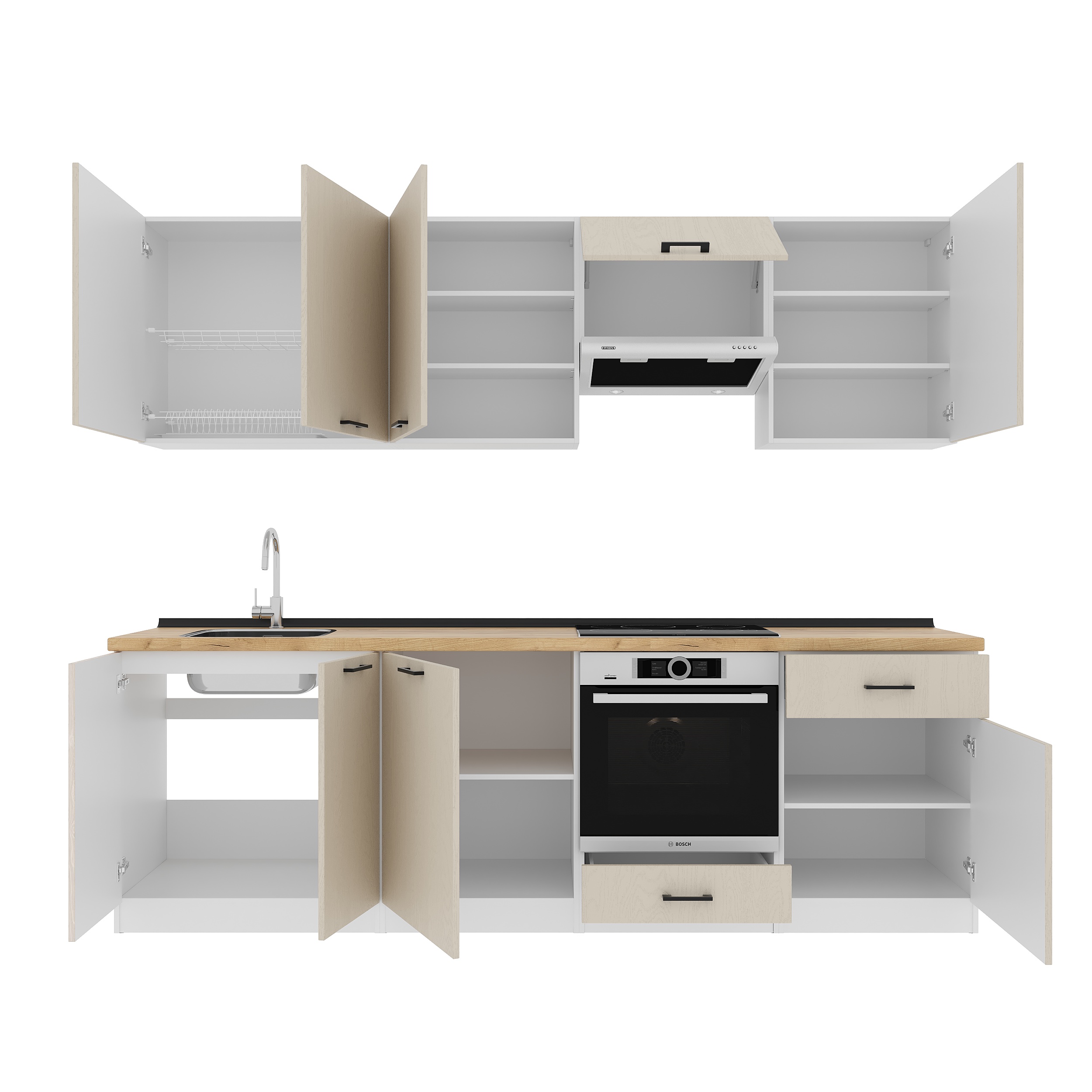 Кухонный гарнитур: Vincento "B" Modern, Золотой Дуб, 260 см