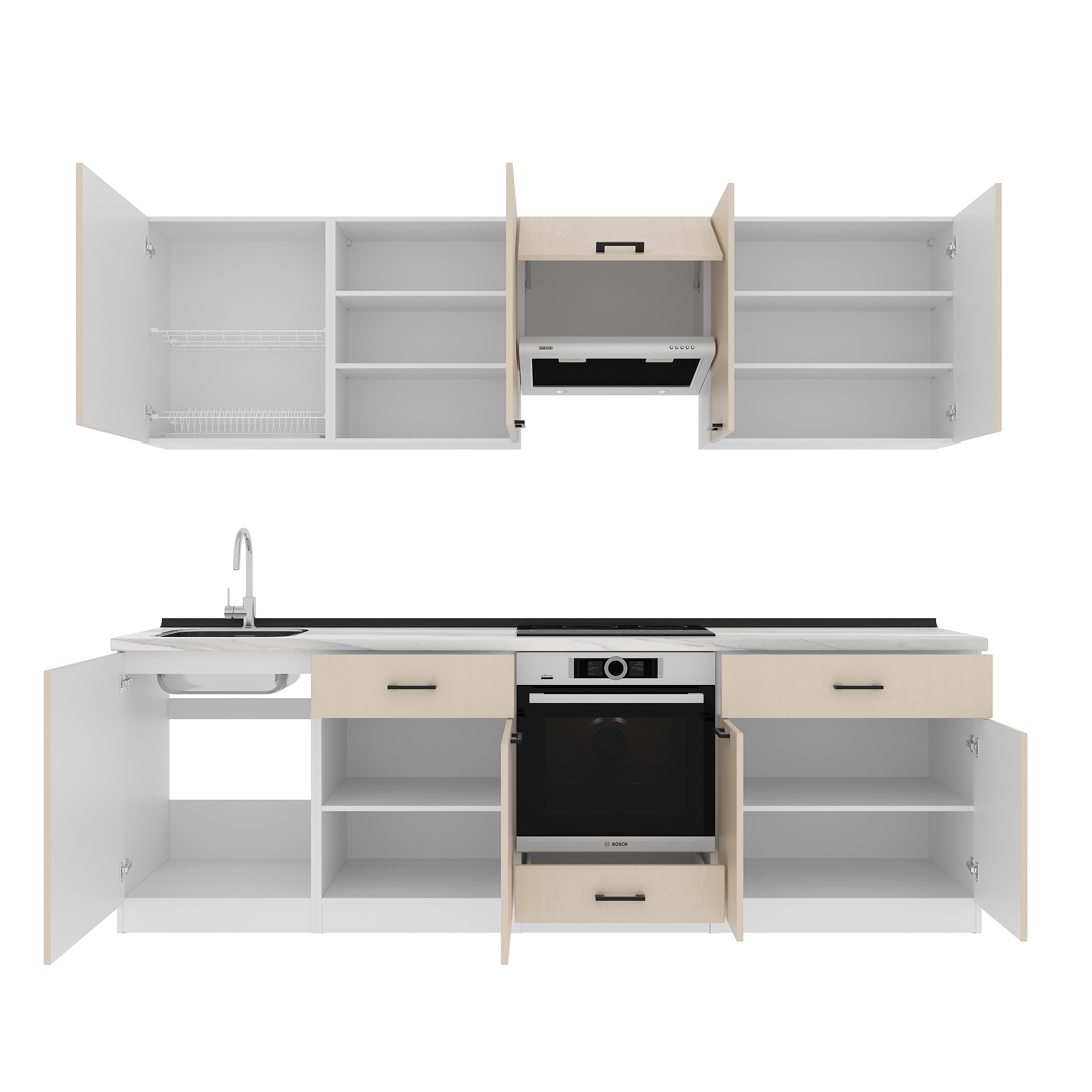 Кухонный гарнитур: Vincento "C" Modern, Мрамор, 260 см