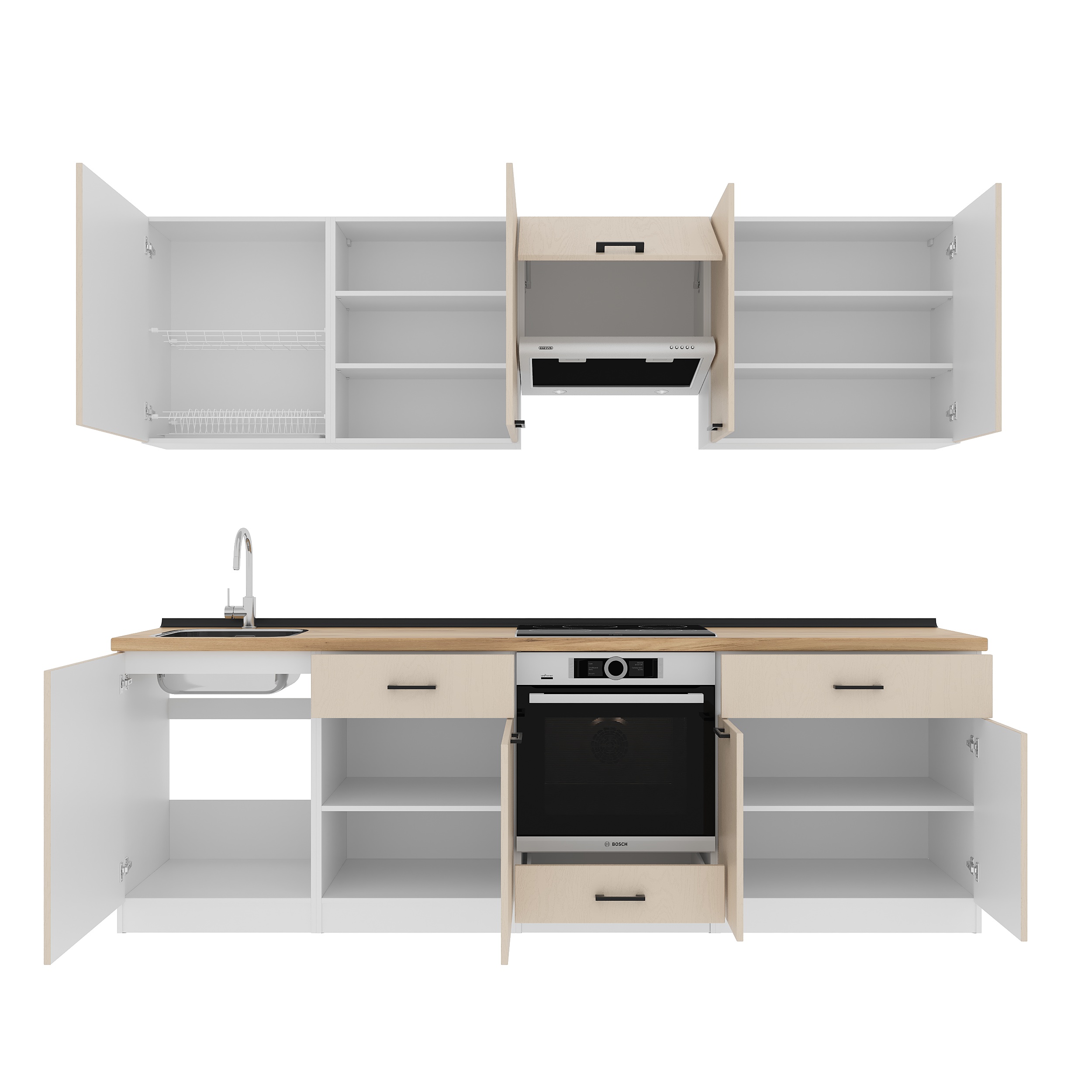 Set bucătărie: Vincento "C" Modern, Stejar Auriu, 260 cm