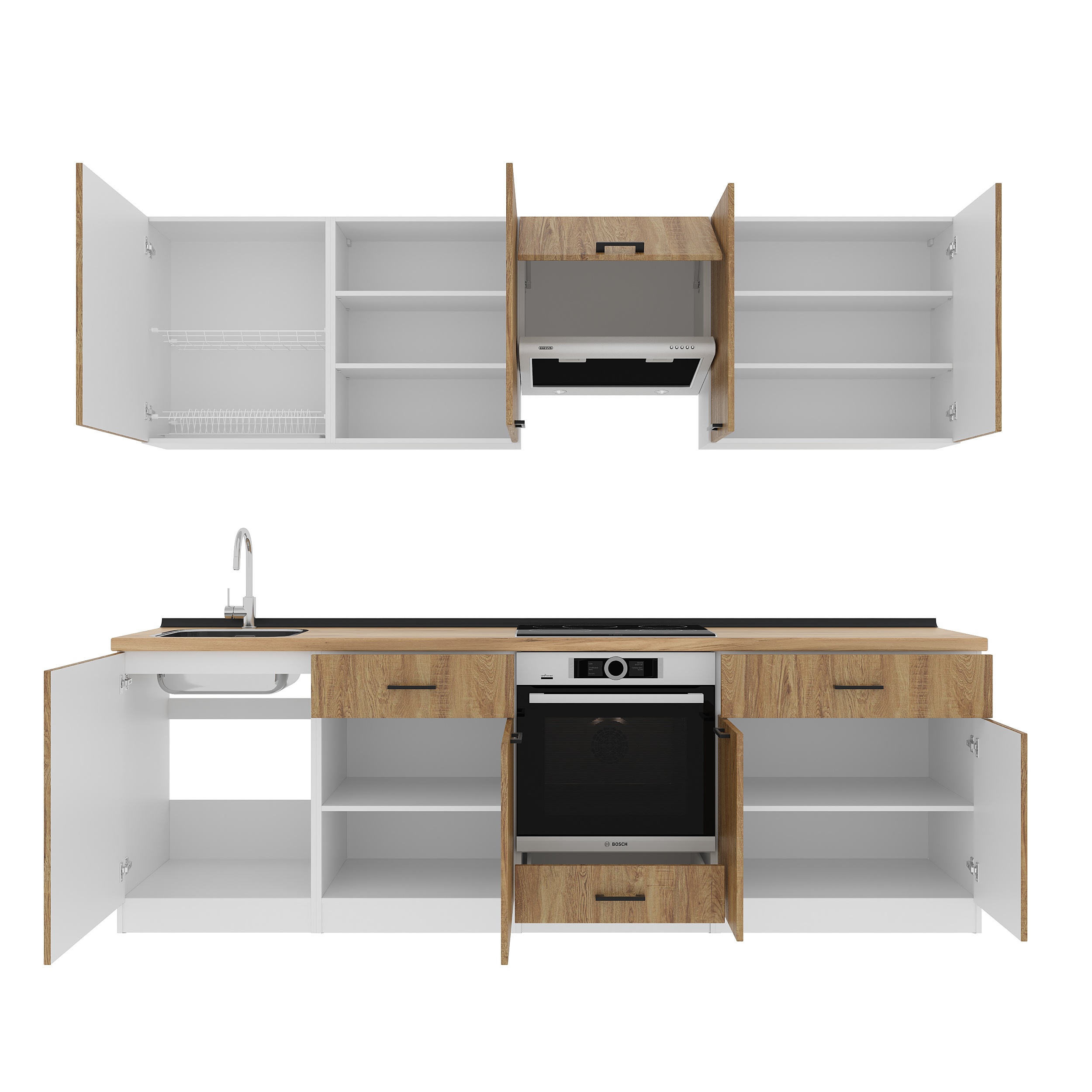 Set bucătărie: Vincento "C" Modern, Stejar Auriu, 260 cm