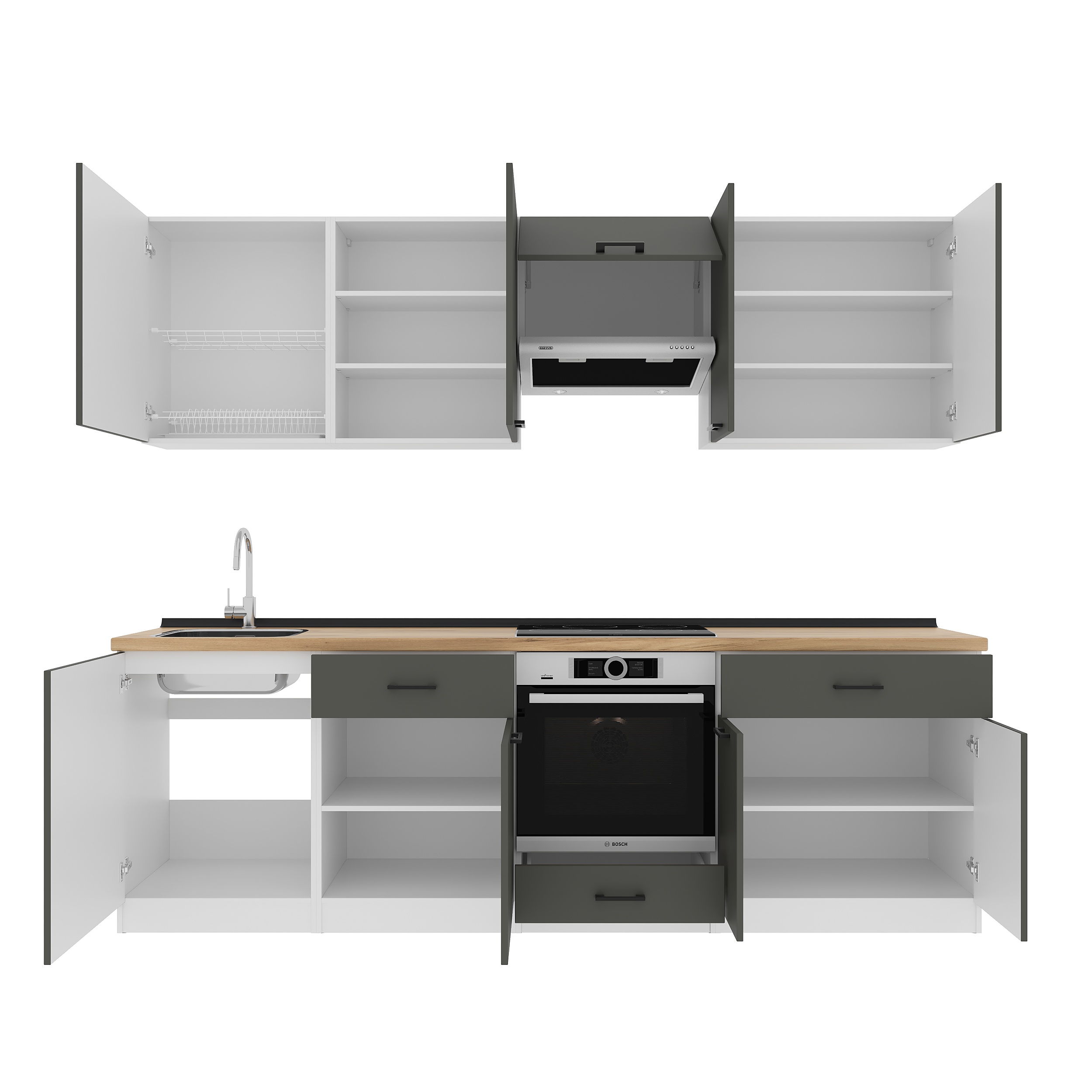Set bucătărie: Vincento "C" Modern, Stejar Auriu, 260 cm